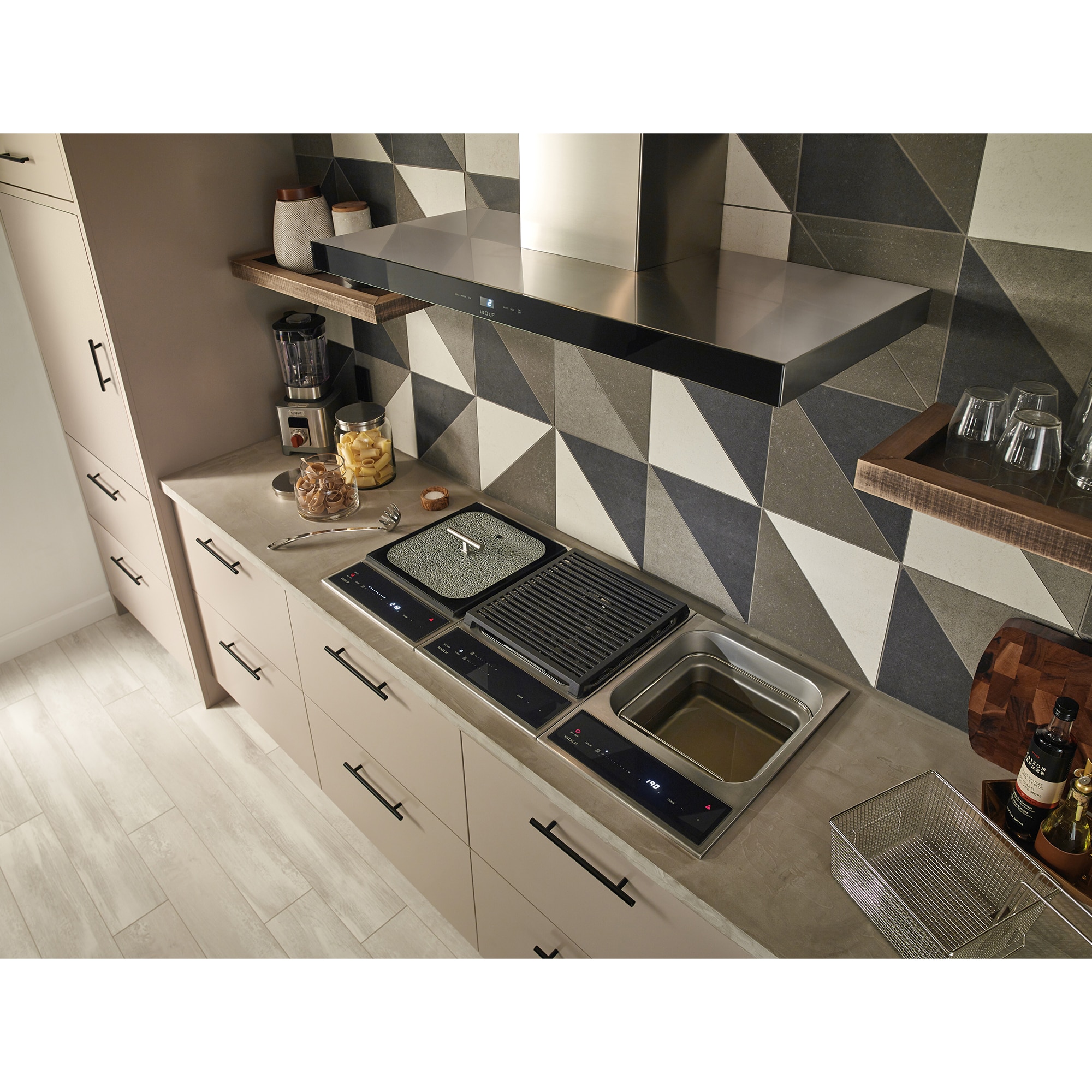 Wolf 45 in. Convertible Chimney Style Range Hood with 3 Fan Speeds & 2 LED Lights - Black, , hires