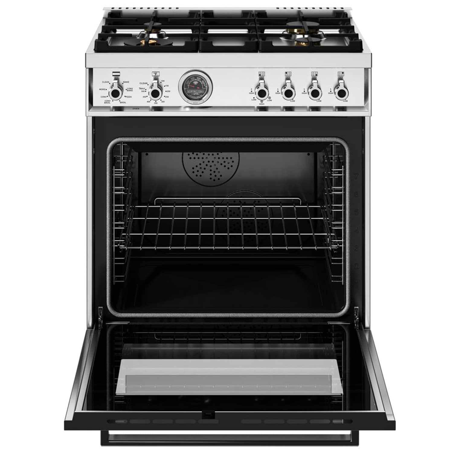 Bertazzoni Professional Series 30 in. 4.6 cu. ft. Air Fry Dual Convection Dual Fuel Range with 4 Sealed Burners - Stainless Steel, , hires