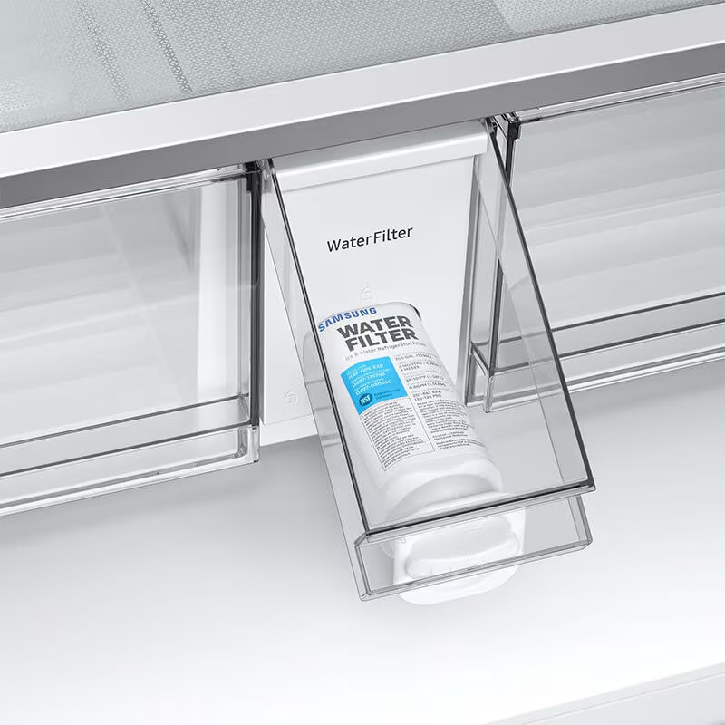 Samsung Bespoke 36 in. 28.8 cu. ft. Smart 4-Door French Door Refrigerator with Internal Water Dispenser - White Glass, White Glass, hires