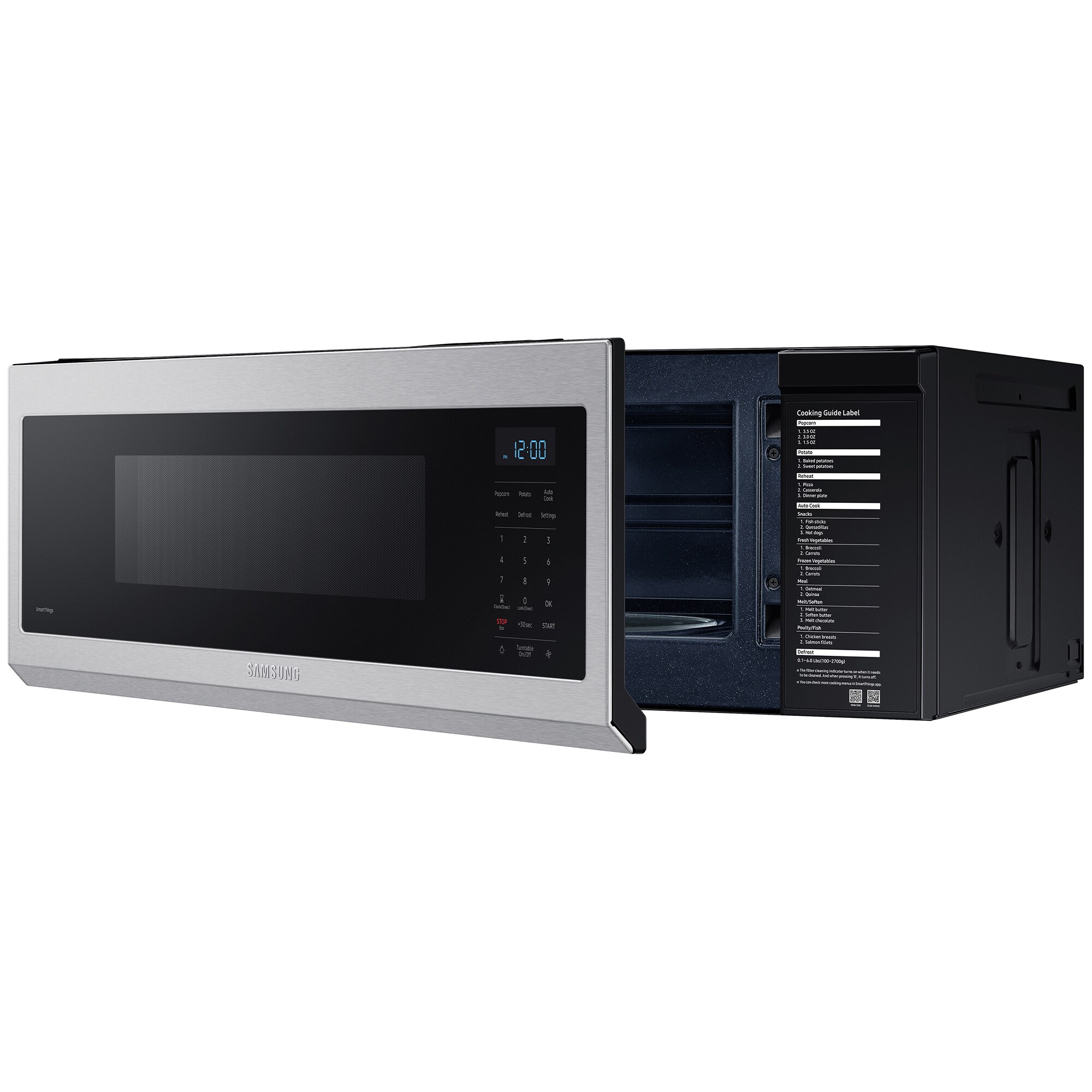 Samsung 30 in. 1.1 cu. ft. 1100W Low Profile Smart Over-the-Range Microwave with 400 CFM - Stainless Steel, Stainless Steel, hires