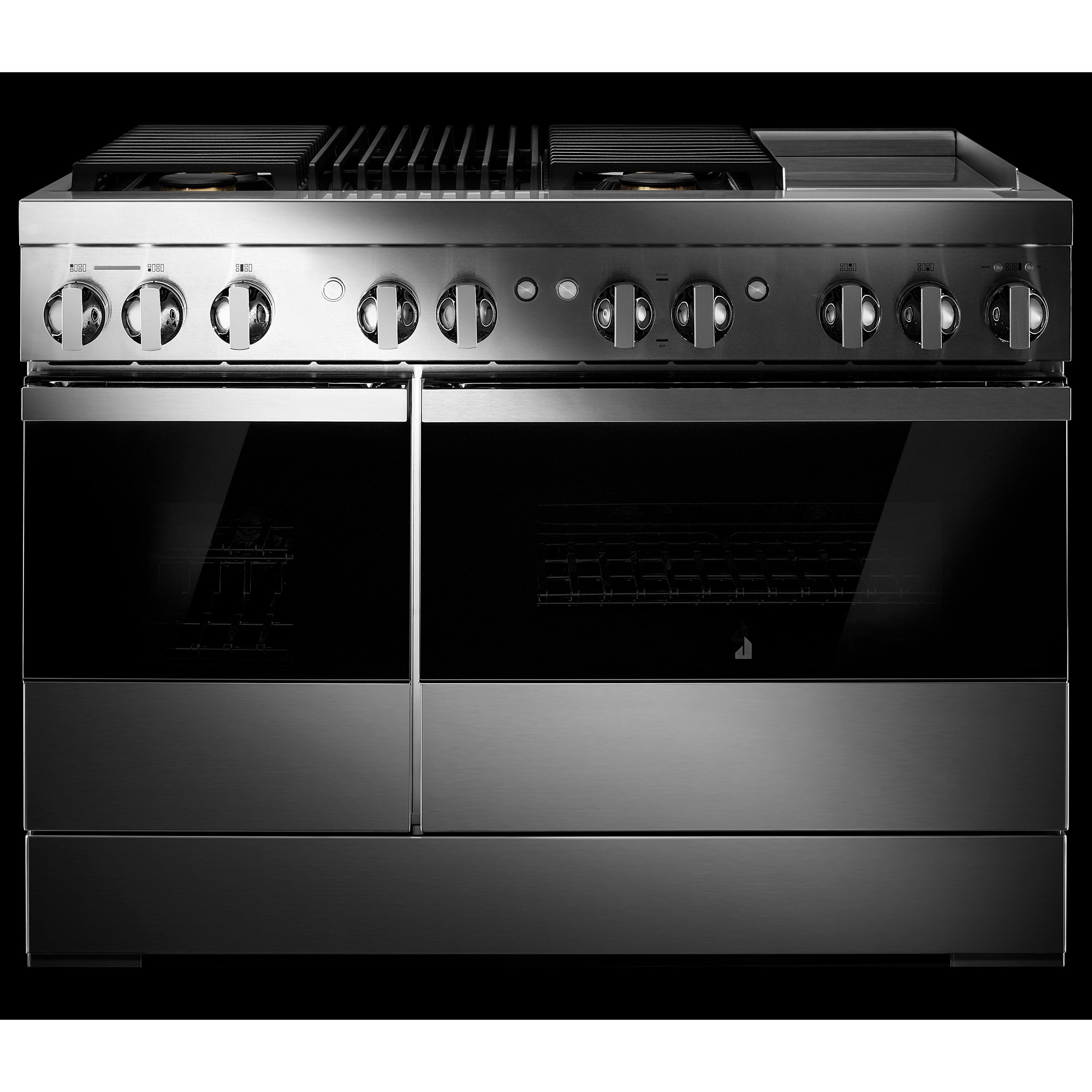 JennAir Noir Series 48 in. 6.3 cu. ft. Smart True European Convection Double Oven Dual Fuel Range with 4 Sealed Burners, Grill & Griddle - Stainless Steel, , hires