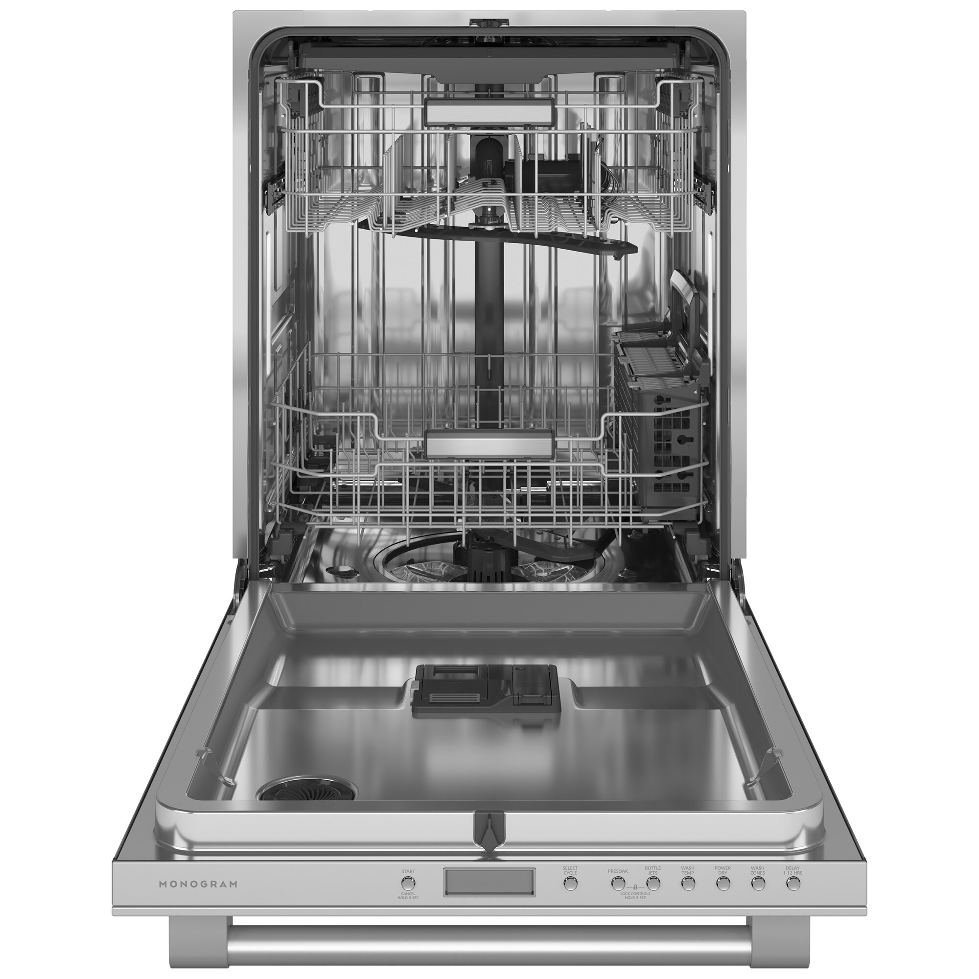 Monogram 24 in. Top Control Flush-Mount Smart Dishwasher with 42 dBa Sound Level, 3rd-Rack & Max Dry system - Stainless Steel, , hires