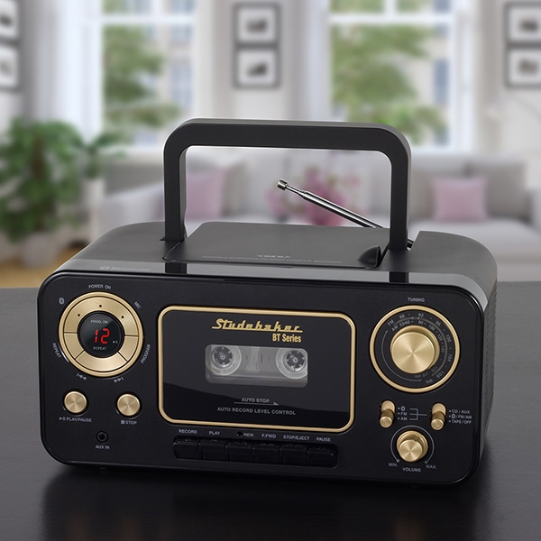 Studebaker Bluetooth CD player with AM/FM radio and Cassette Player (Recorder)