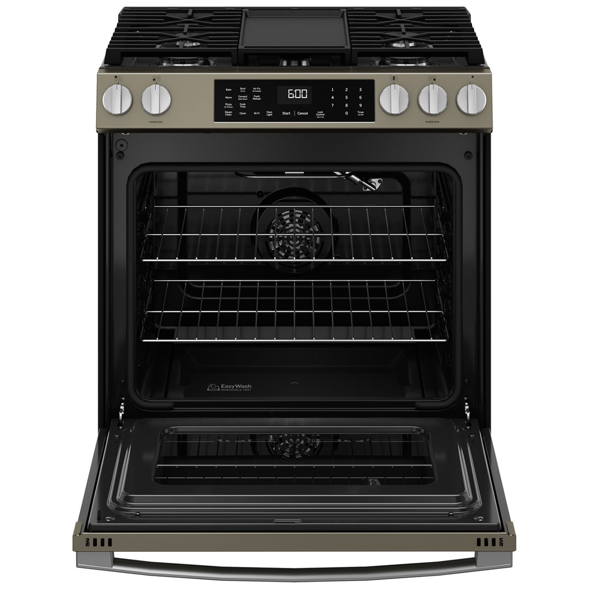 GE 30 in. 5.3 cu. ft. Smart Air Fry Standard Convection Slide-In Gas Range with 5 Sealed Burners & Griddle - Slate, , hires
