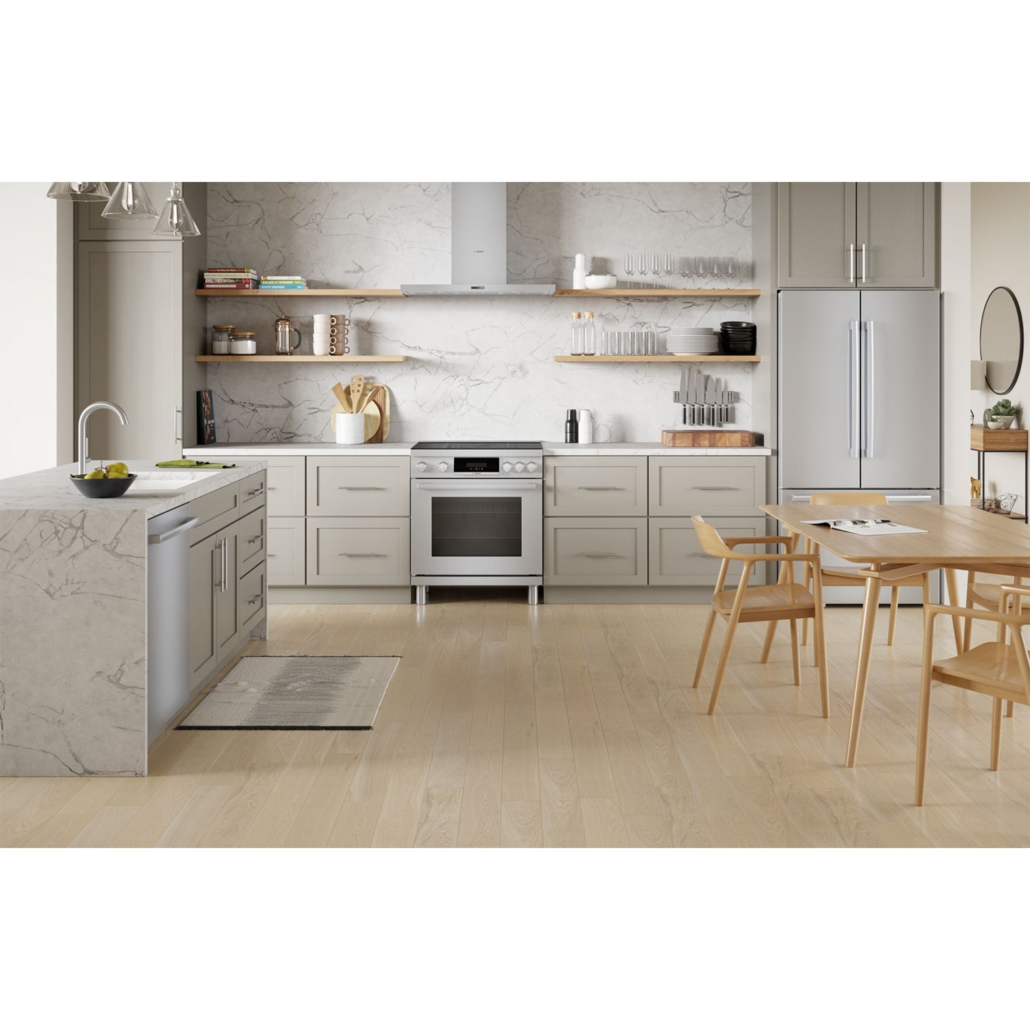 Bosch 800 Series 30 in. 3.9 cu. ft. True European Convection Electric Range with 4 Induction Burners - Stainless Steel, , hires