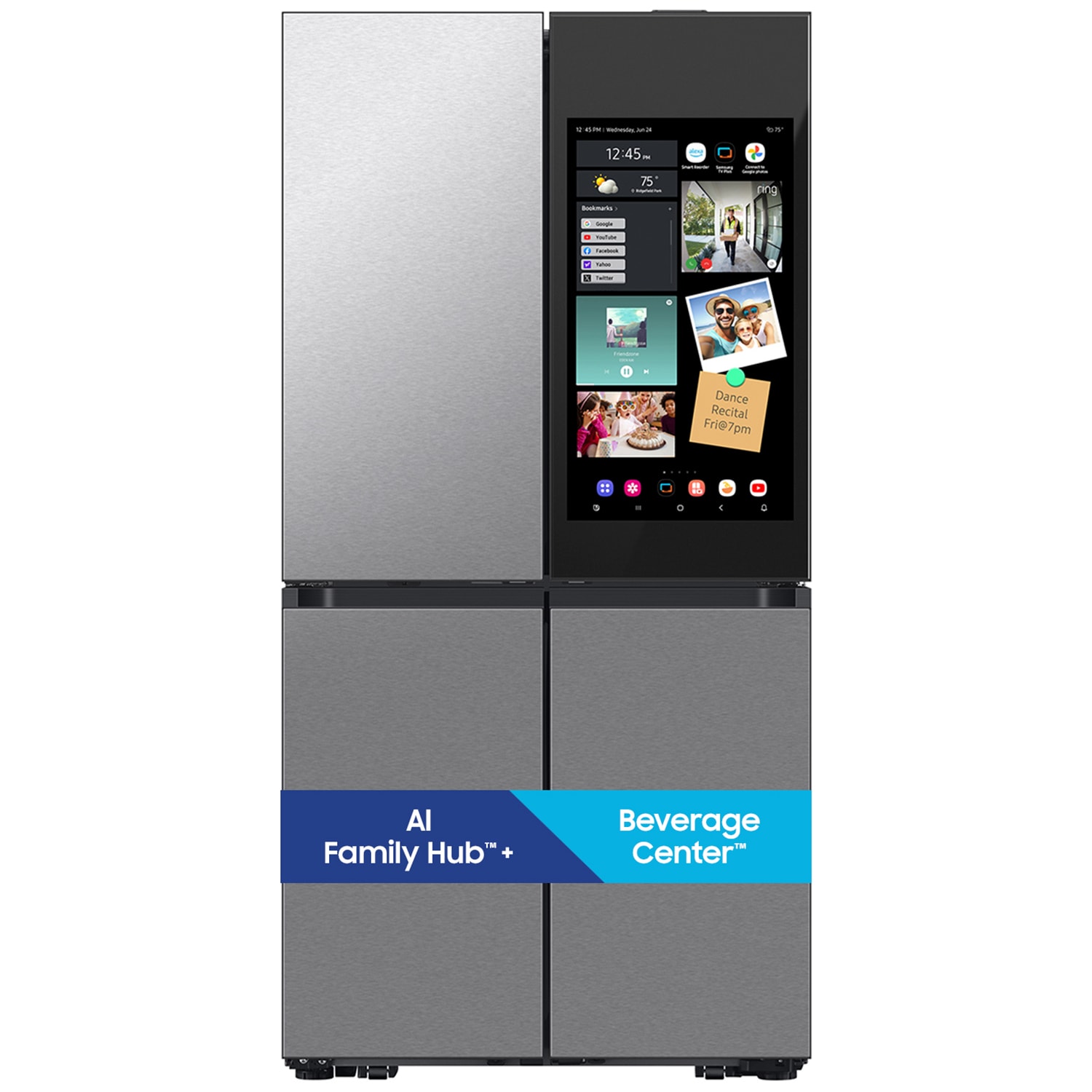 Samsung Bespoke 36 in. 22.5 cu. ft. Smart Counter Depth 4-Door French Door Refrigerator with Internal Water Dispenser - Fingerprint Resistant Stainless Steel, Fingerprint Resistant Stainless, hires