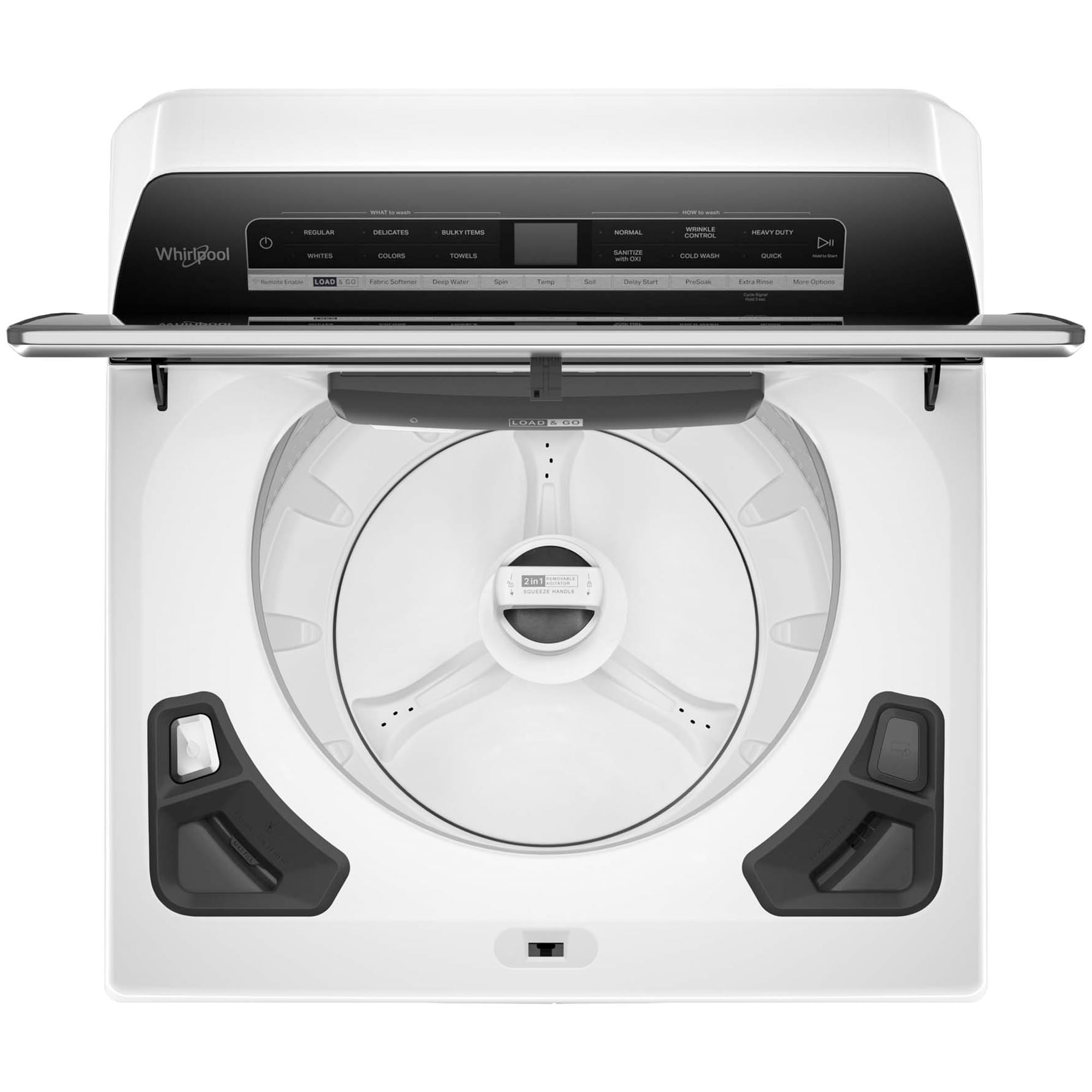 Whirlpool 27 in. 5.3 cu. ft. Smart Top Load Washer with 2-in-1 Removable Agitator & Sanitize with Oxi - White, White, hires