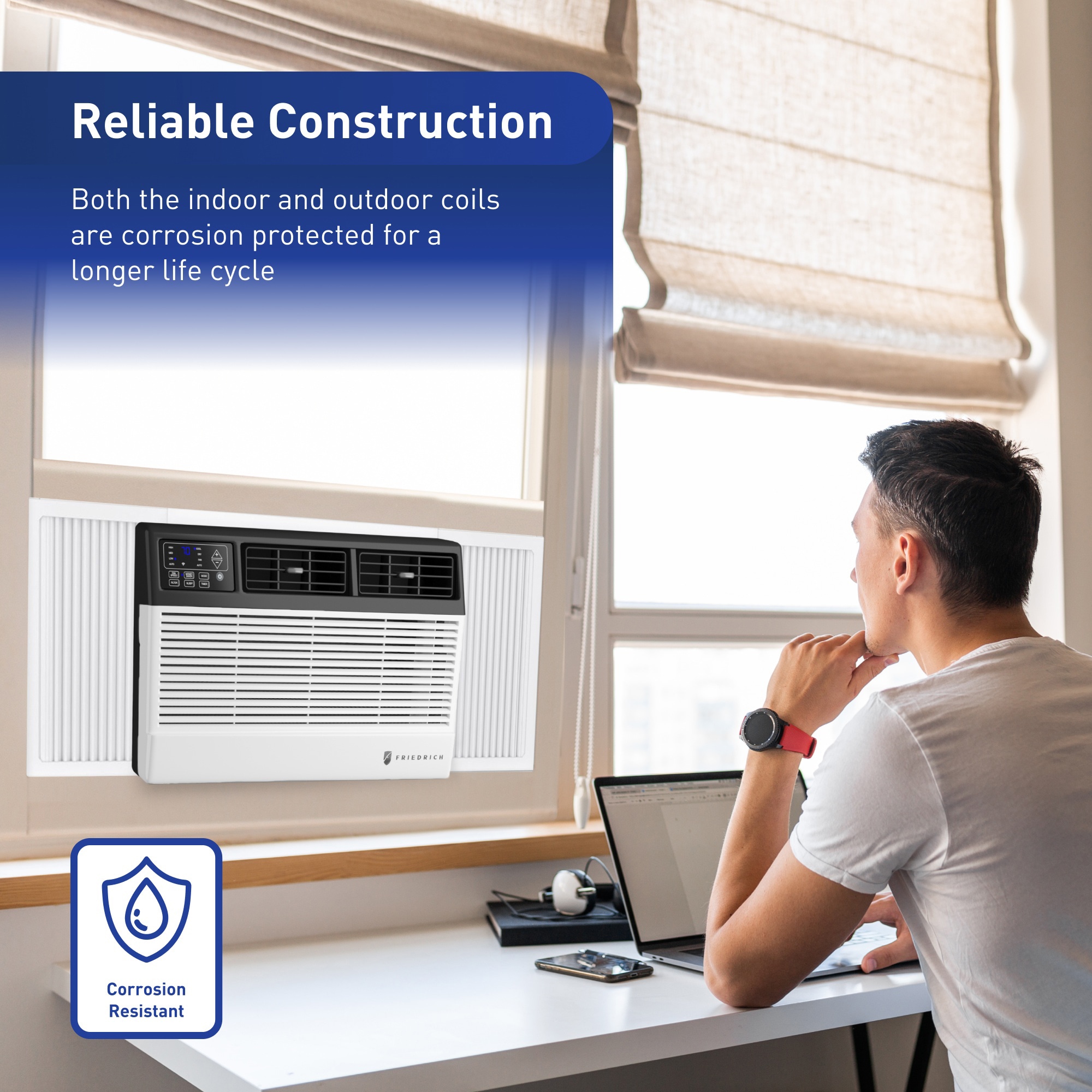 Friedrich Chill Premier Series 8,000 BTU 115V Smart Window Air Conditioner with 3 Fan Speeds, Remote Control - White, , hires