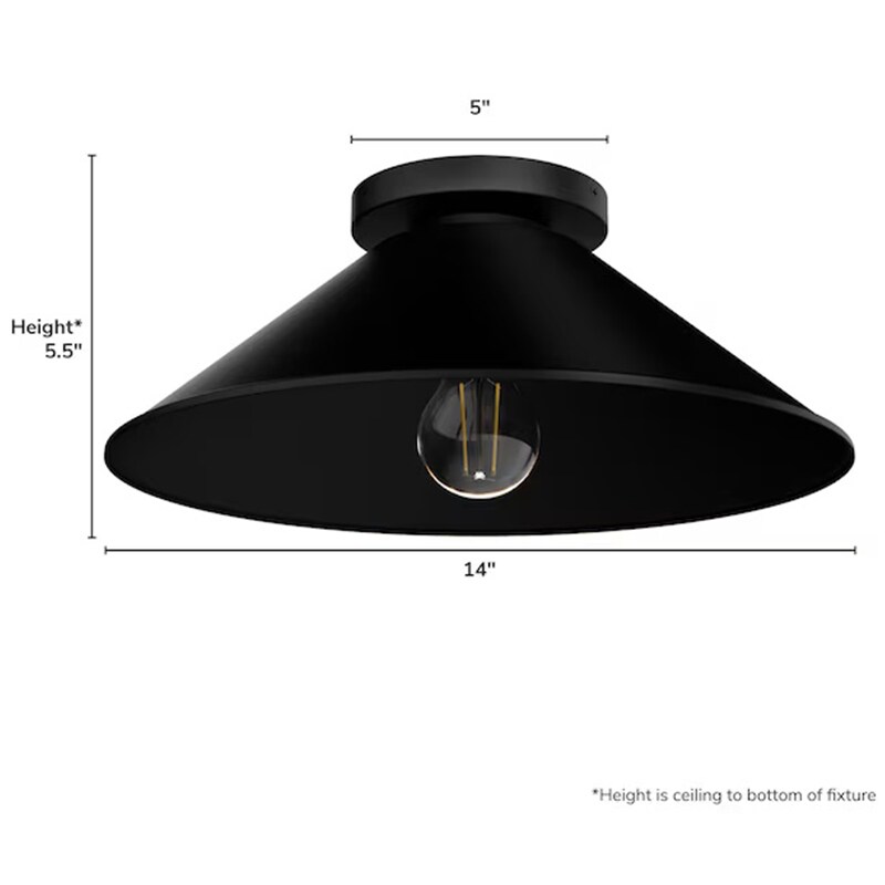 Hunter Skyflow Modern Metal Cone Outdoor Medium Flush Mount Ceiling Light-Matte Black, , hires