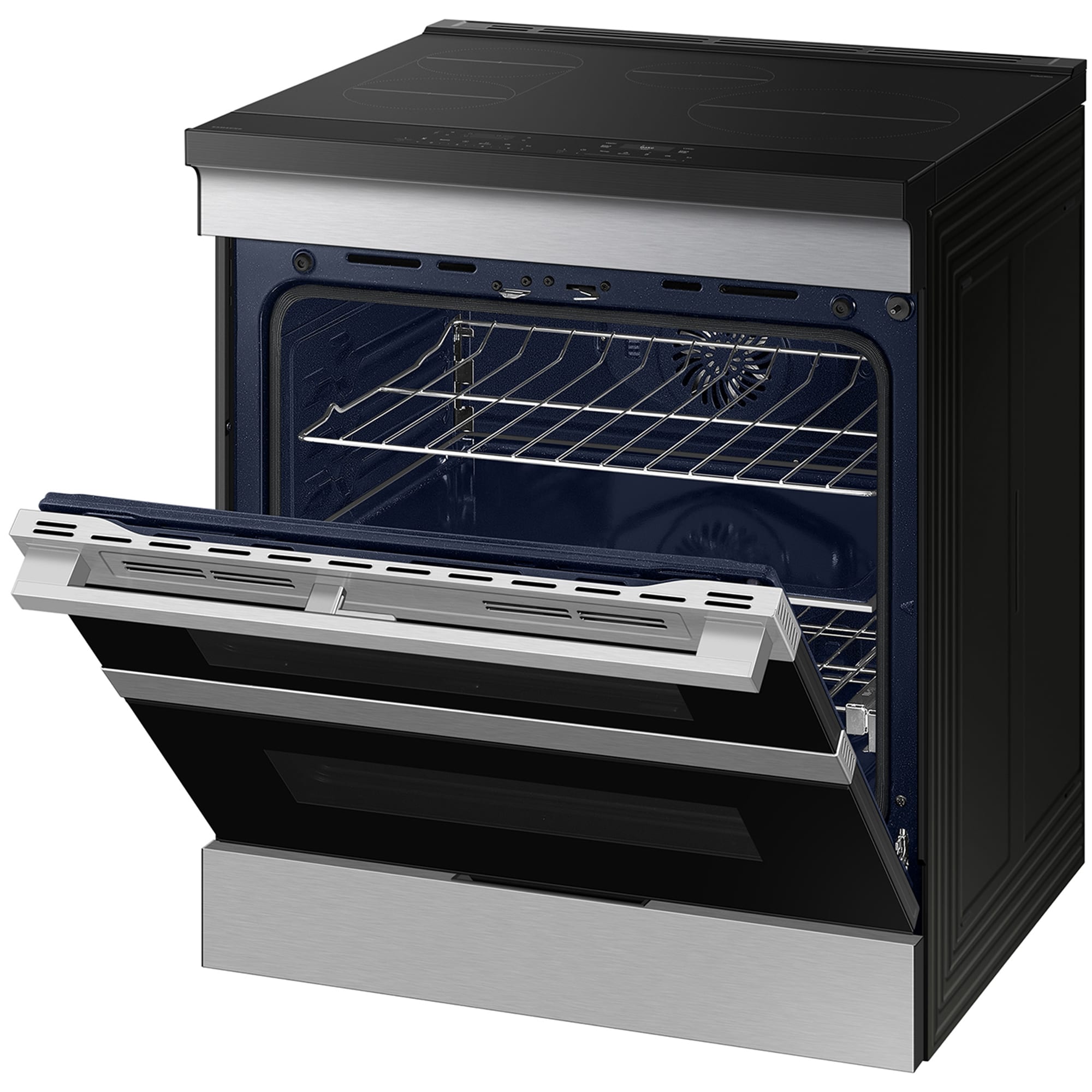 Samsung Bespoke 30 in. 6.1 cu. ft. Smart Air Fry True European Convection Double Oven Slide-In Electric Range with 4 Induction Burners - Stainless Steel, , hires