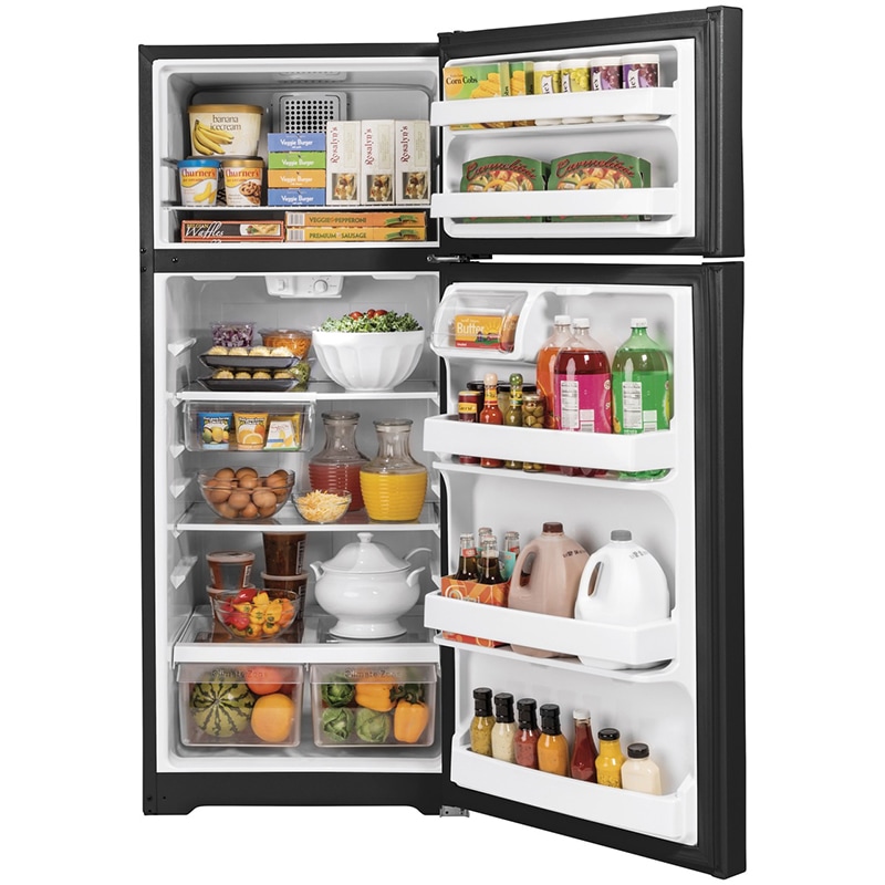GE 28 in. 17.5 cu. ft. Top Freezer Refrigerator - Black, Black, hires