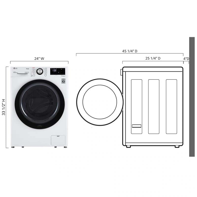 LG 24 in. 2.4 cu. ft. Smart Stackable Front Load Washer with Sanitize & Steam Wash Cycle - White, White, hires