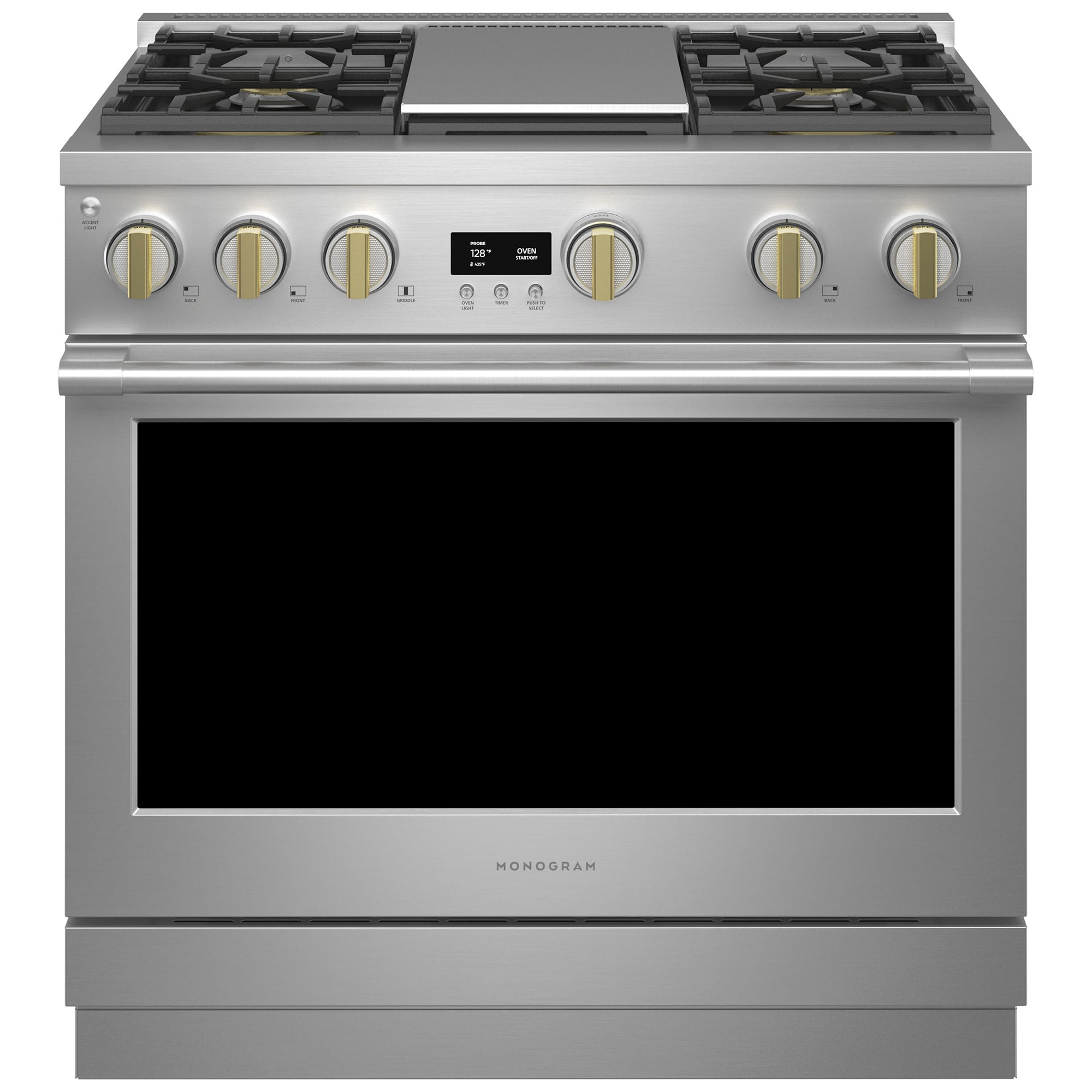 Monogram Statement Series 36 in. 6.2 cu. ft. Smart Standard Convection Gas Range with 4 Sealed Burners & Griddle - Stainless Steel, , hires