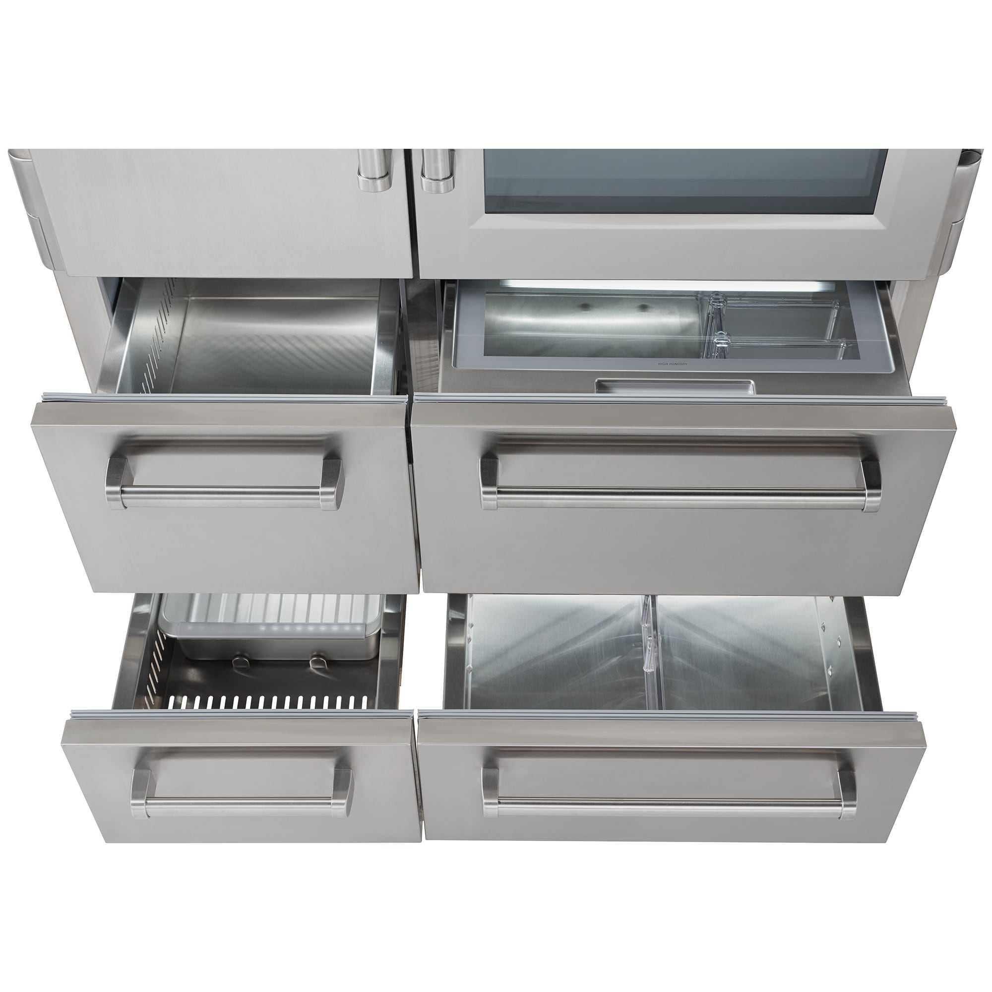 Sub-Zero Pro 48 in. 30.4 cu. ft. Built-In Smart Counter Depth 6-Door Side-by-Side Refrigerator with Glass Door & Ice Maker - Stainless Steel, , hires