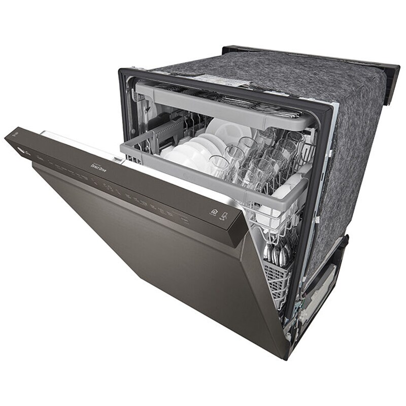 LG 24 in. Front Control Dishwasher with 48 dBa Sound Level, 3rd-Rack, Dynamic Dry & Pocket - Black Stainless, Black Stainless, hires