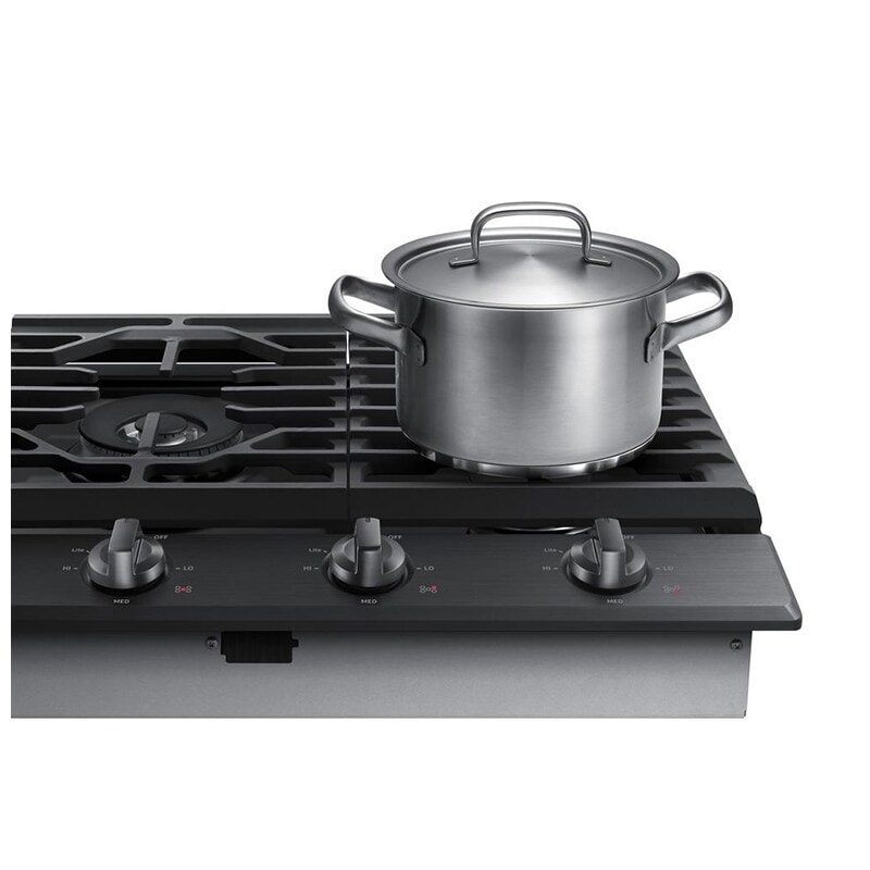 Samsung 36 in. 5-Burner Smart Natural Gas Cooktop with Griddle, Simmer Burner & Power Burner - Black Stainless, Black Stainless, hires