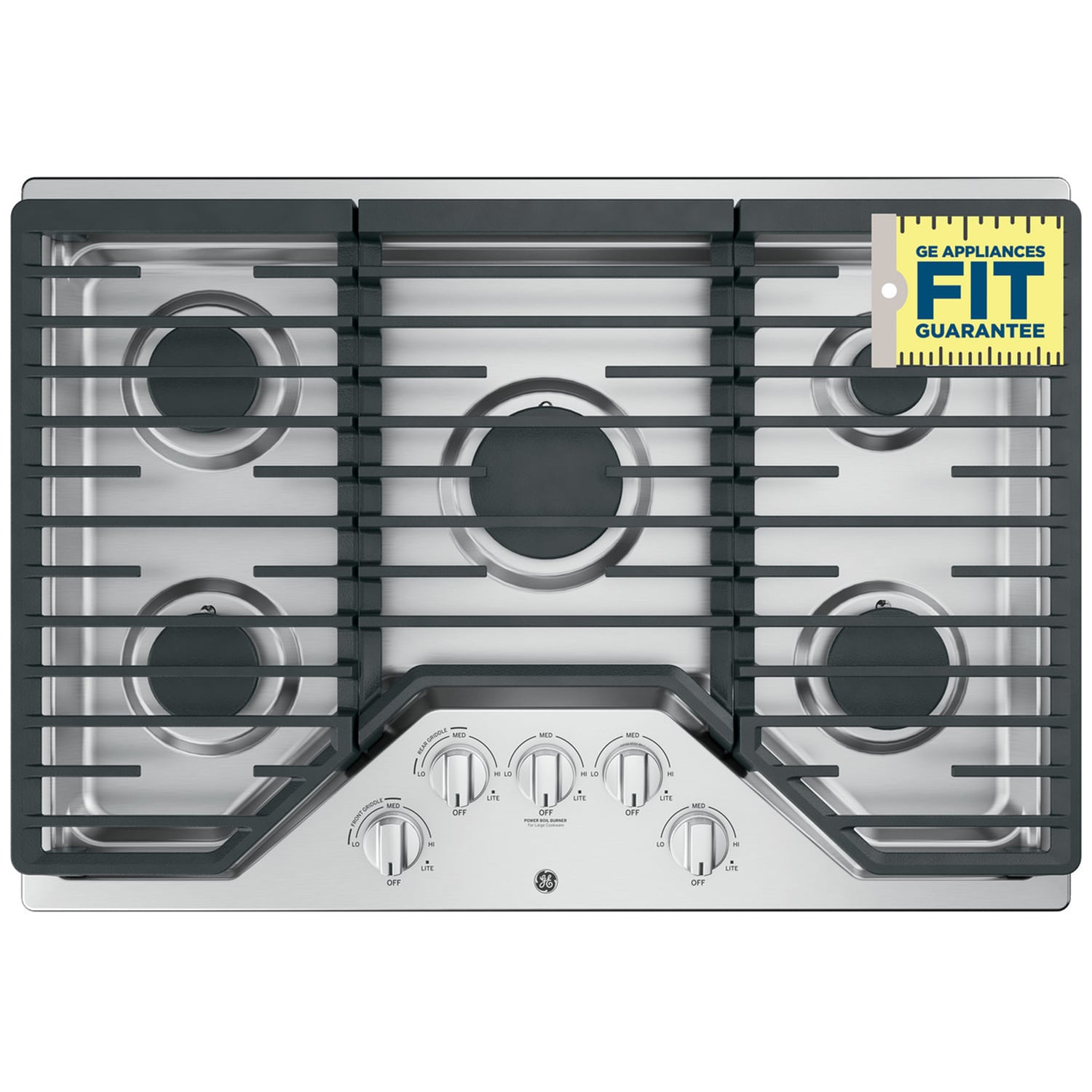 GE 30 in. 5-Burner Natural Gas Cooktop with Simmer Burner & Power Burner - Stainless Steel, Stainless Steel, hires