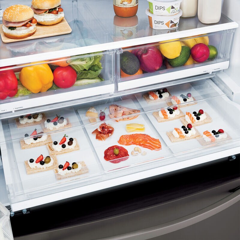 LG 36 in. 27.7 cu. ft. Smart French Door Refrigerator with Ice & Water Dispenser - PrintProof Black Stainless Steel, PrintProof Black Stainless Steel, hires