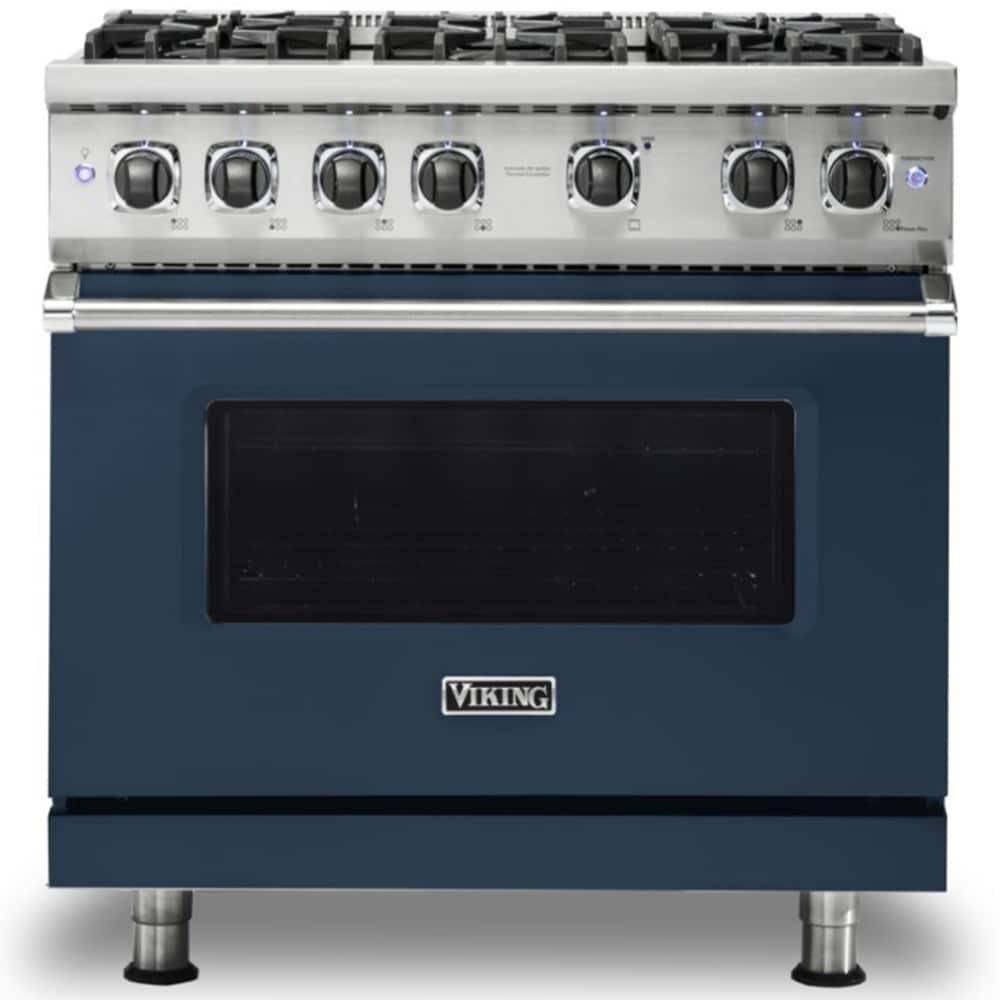 Viking 5 Series 36 in. 5.1 cu. ft. Standard Convection Gas Range with 6 Sealed Burners - Slate Blue, Slate Blue, hires