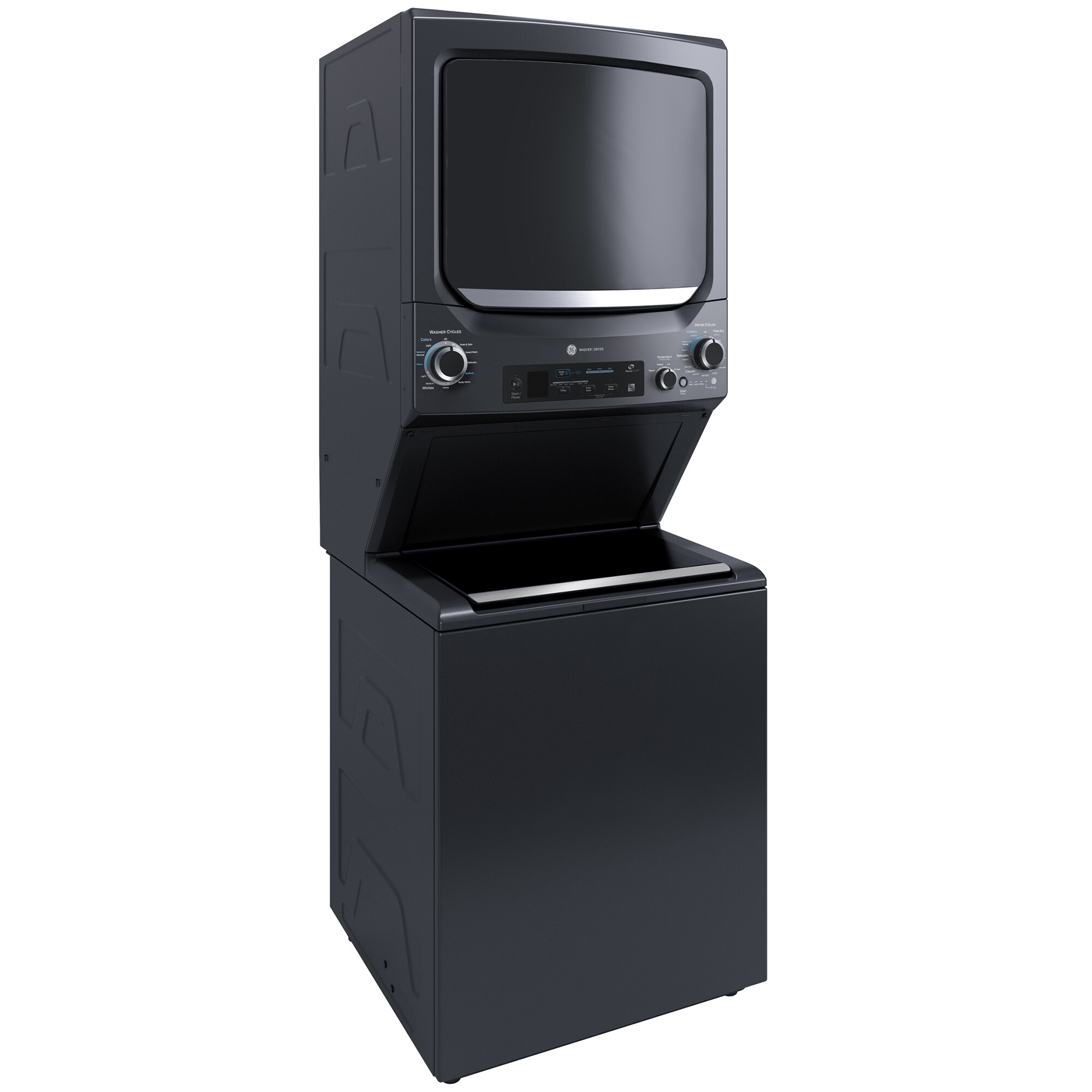 GE 27 in. 3.9 cu. ft. Smart Electric Top Load Laundry Center Diamond