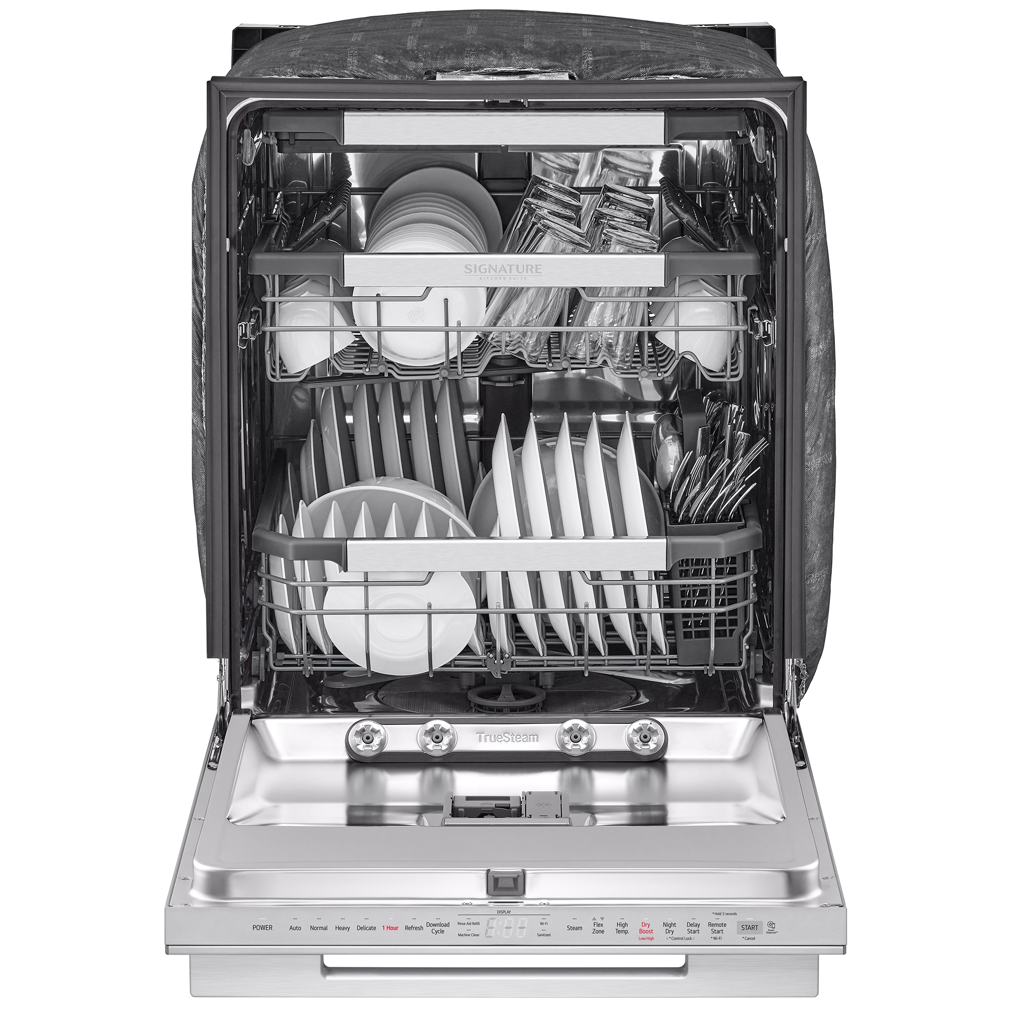 Signature Kitchen Suite 24 in. Top Control Flush-Mount Smart Dishwasher with 40 dBa Sound Level, 3rd-Rack & Dynamic Heat Dry - Stainless Steel, , hires