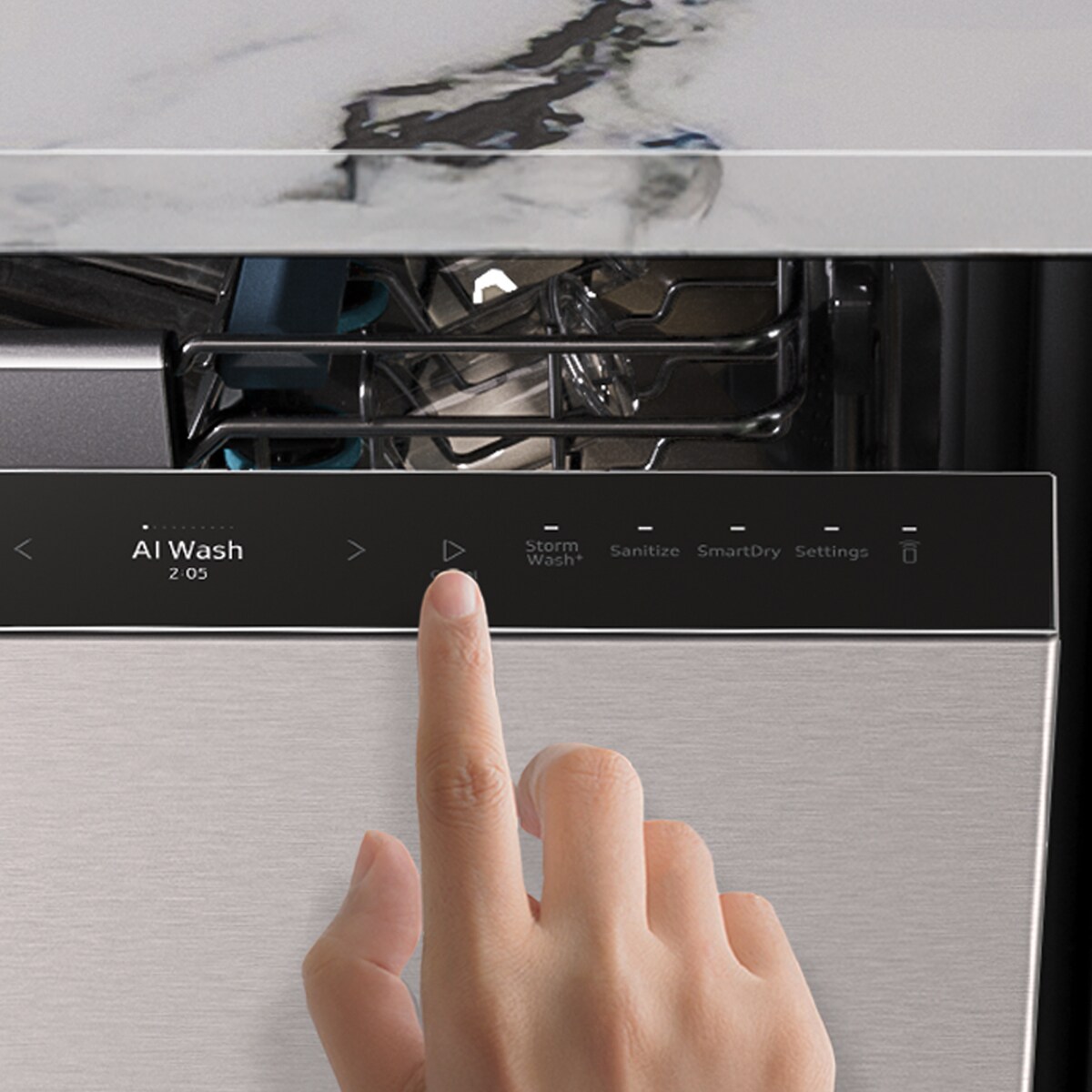 Samsung Bespoke 24 in. Top Control Smart Dishwasher with 38 dBA Sound Level, 3rd-Rack, Smart Dry with AutoRelease Door - Fingerprint Resistant Stainless Steel, , hires