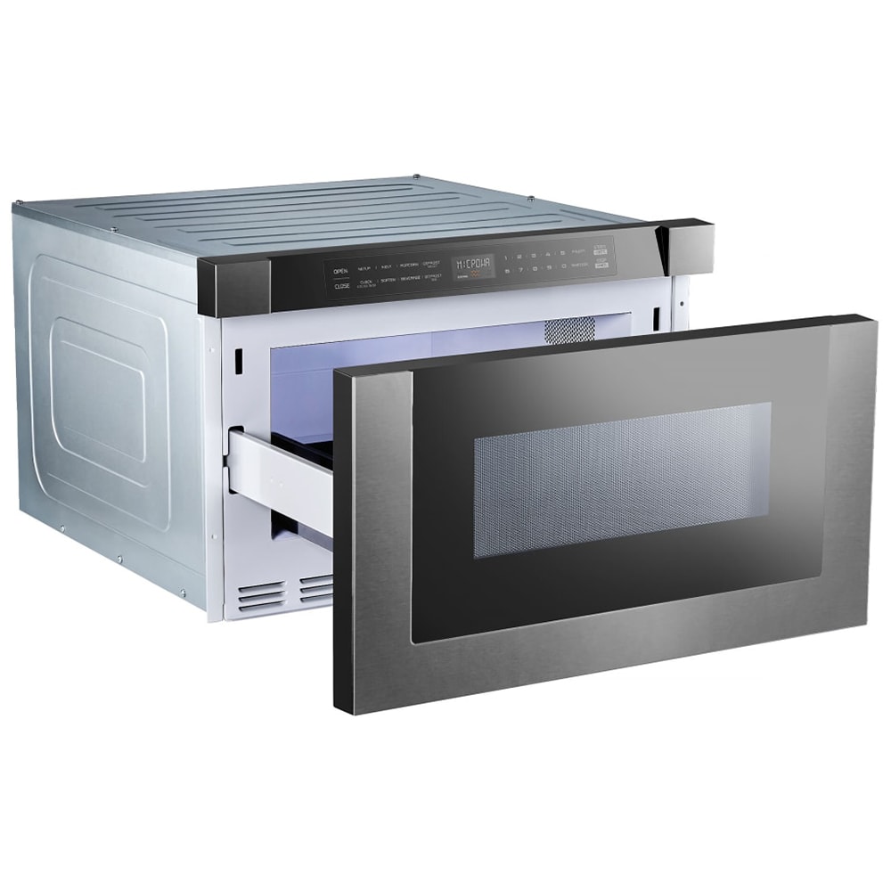 XO 24 in. 1.2 cu. ft. 1000W Drawer Microwave with Sensor Cooking - Black Stainless, Black Stainless, hires