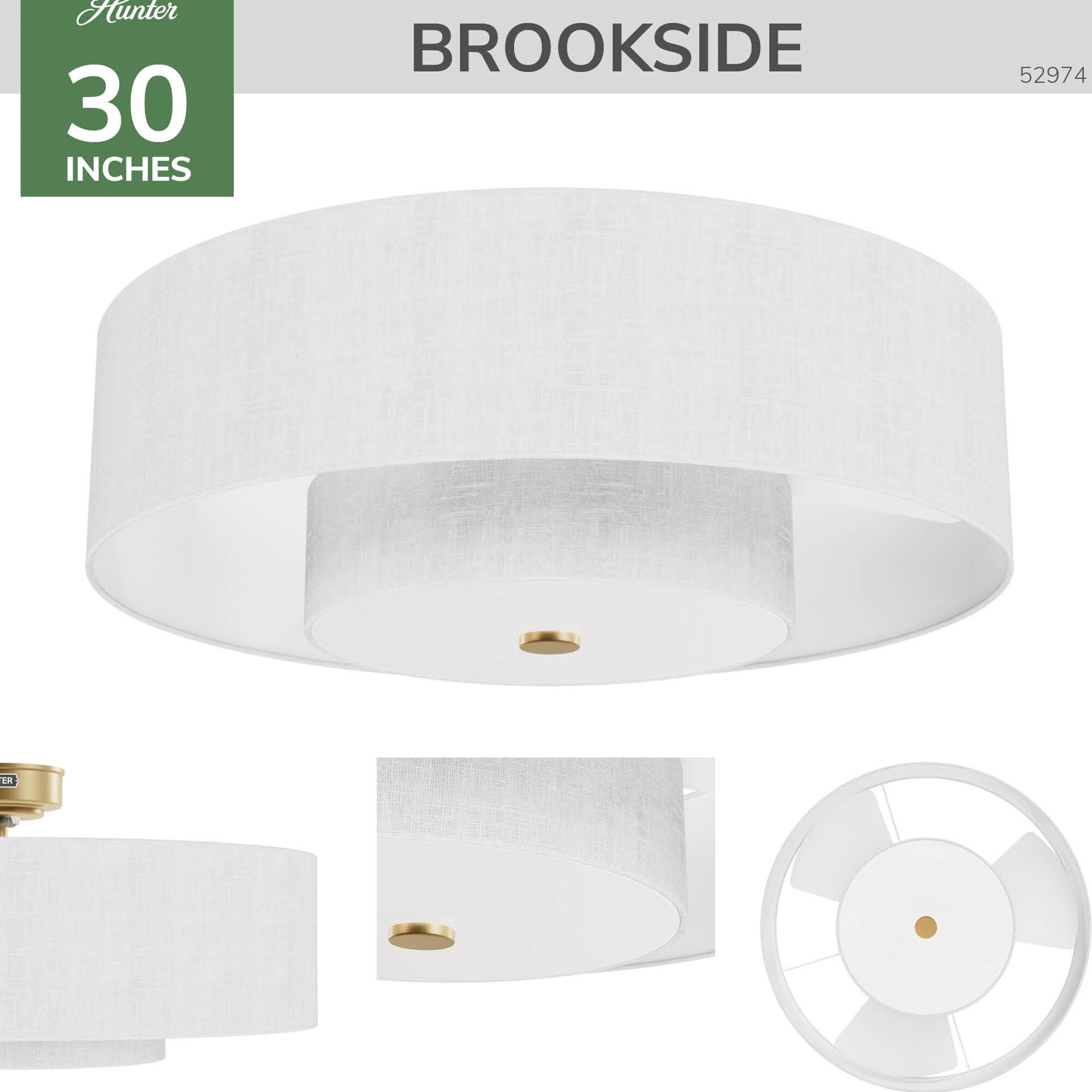 Hunter Jasmine Roth Brookside 30" Fandelier with LED Light and Remote - Fresh White, Fresh White, hires