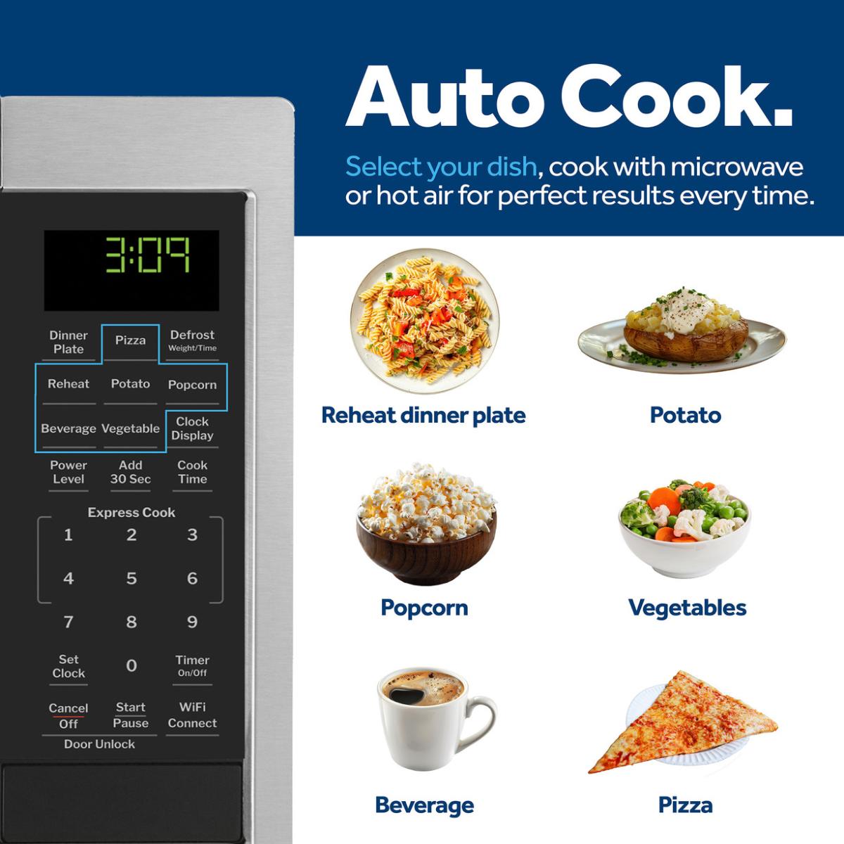 GE 19 in. 0.9 cu. ft. 900W Smart Countertop Microwave - Stainless Steel, , hires