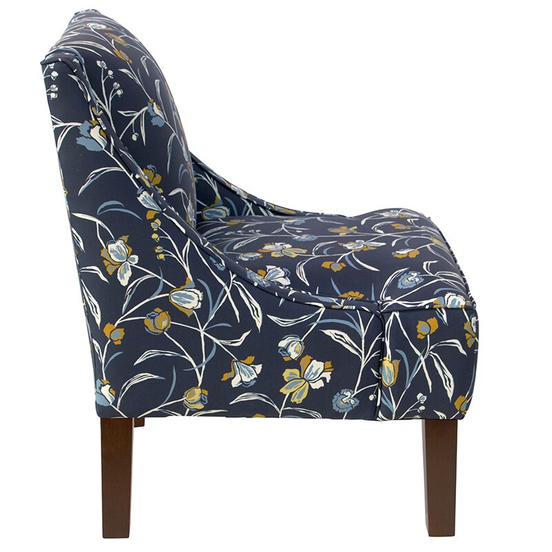 Skyline Furniture Swoop Arm Chair in Cotton Fabric Floral/Blue P.C