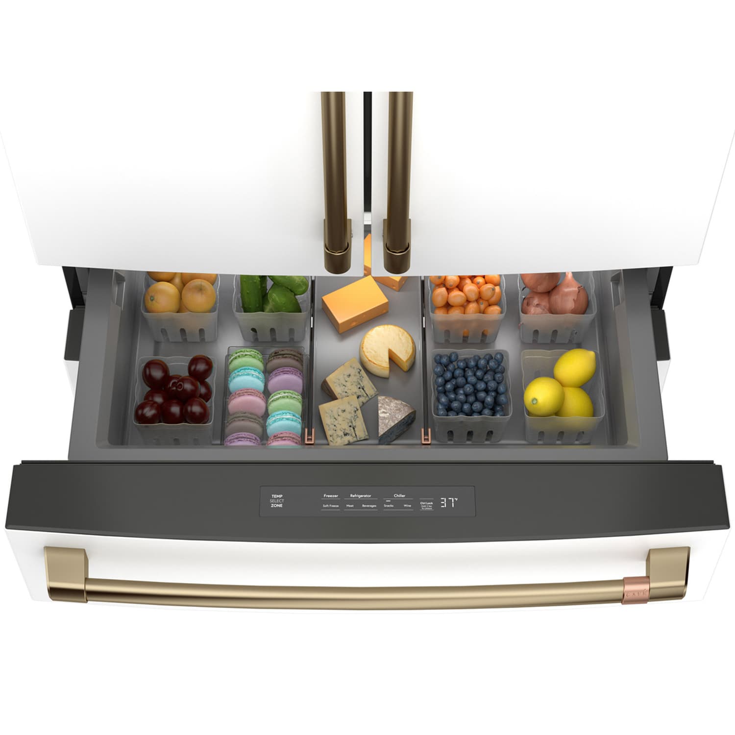 Cafe 36 in. 23.2 cu. ft. Smart Counter Depth 4-Door French Door Refrigerator with Internal Water AutoFill Pitcher - Matte White, , hires