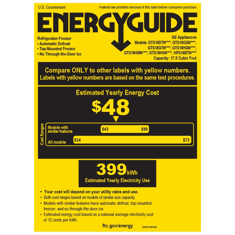 GE 28 in. 17.5 cu. ft. Top Freezer Refrigerator - Stainless Steel, Stainless Steel, hires