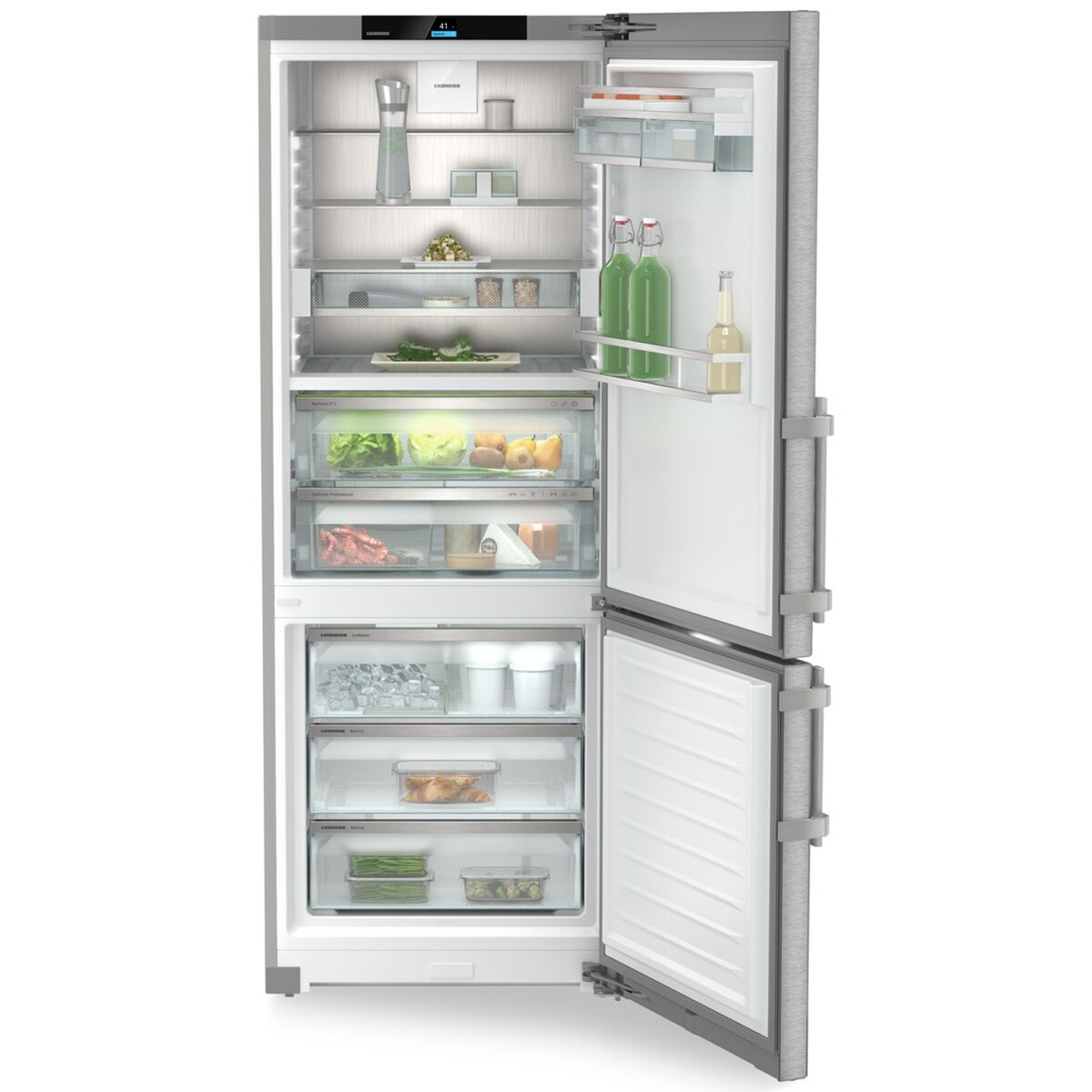 Liebherr Prime 30 in. 16.8 cu. ft. Smart Counter Depth Bottom Freezer Refrigerator with Ice Maker - Stainless Steel, , hires