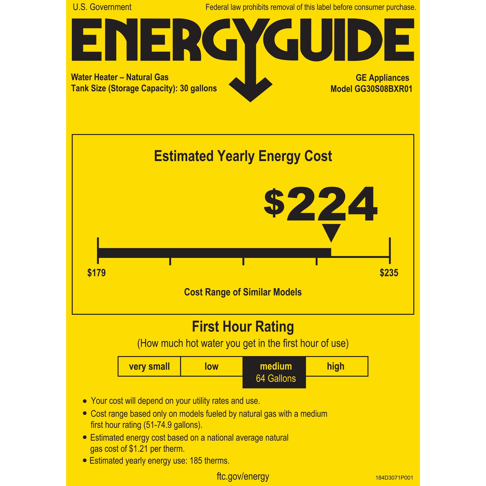 GE RealMax Choice Natural Gas 30 Gallon Short Water Heater with 8-Year Parts Warranty, , hires