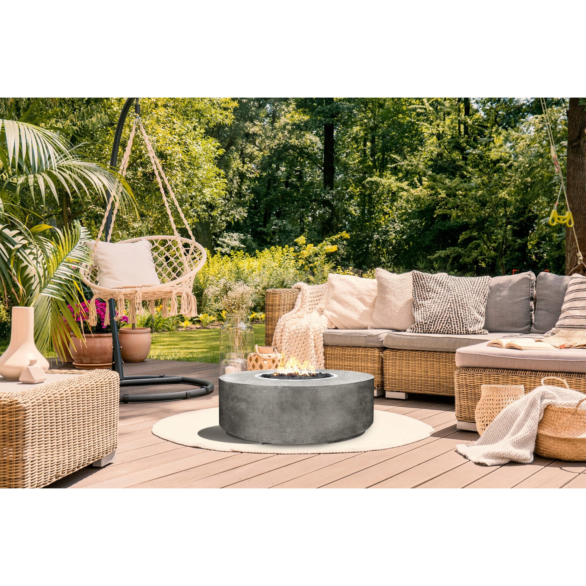 XO 36 in. Round Gas Fire Table - Gray, , hires