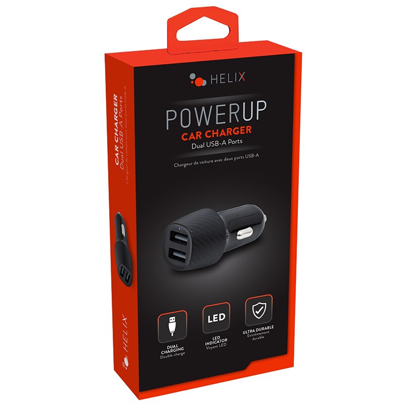 Helix Dual USB-A Car Charger - Black, , hires