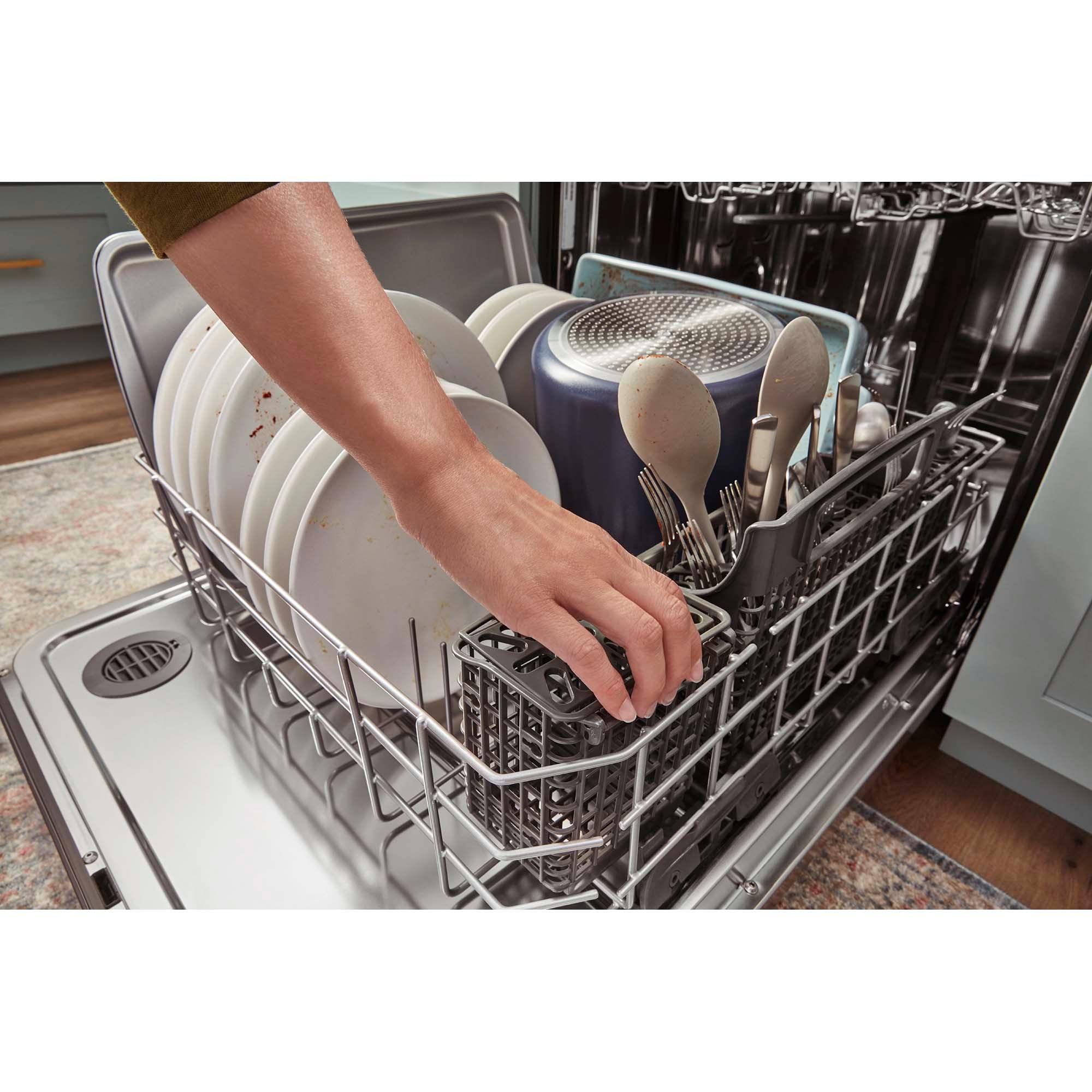 Whirlpool 24 in. Top Control Dishwasher with 47 dBa Sound Level & 3rd-Rack - Black, Black, hires