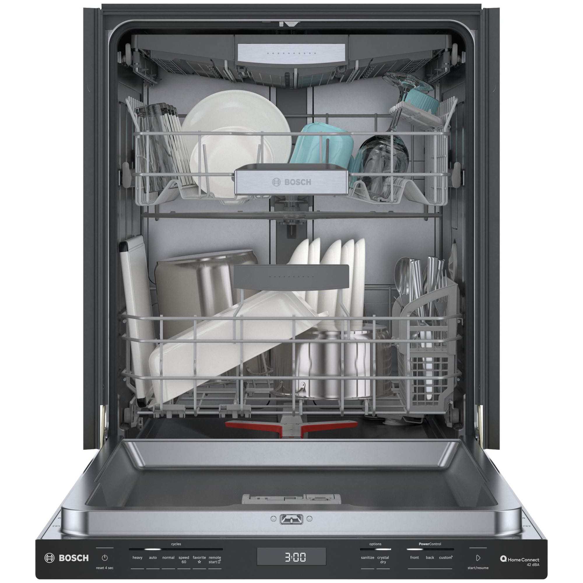 Bosch 800 Series 24 in. Top Control Smart Dishwasher with 42 dBa Sound Level, 3rd-Rack, CrystalDry & Pocket - Black, Black, hires