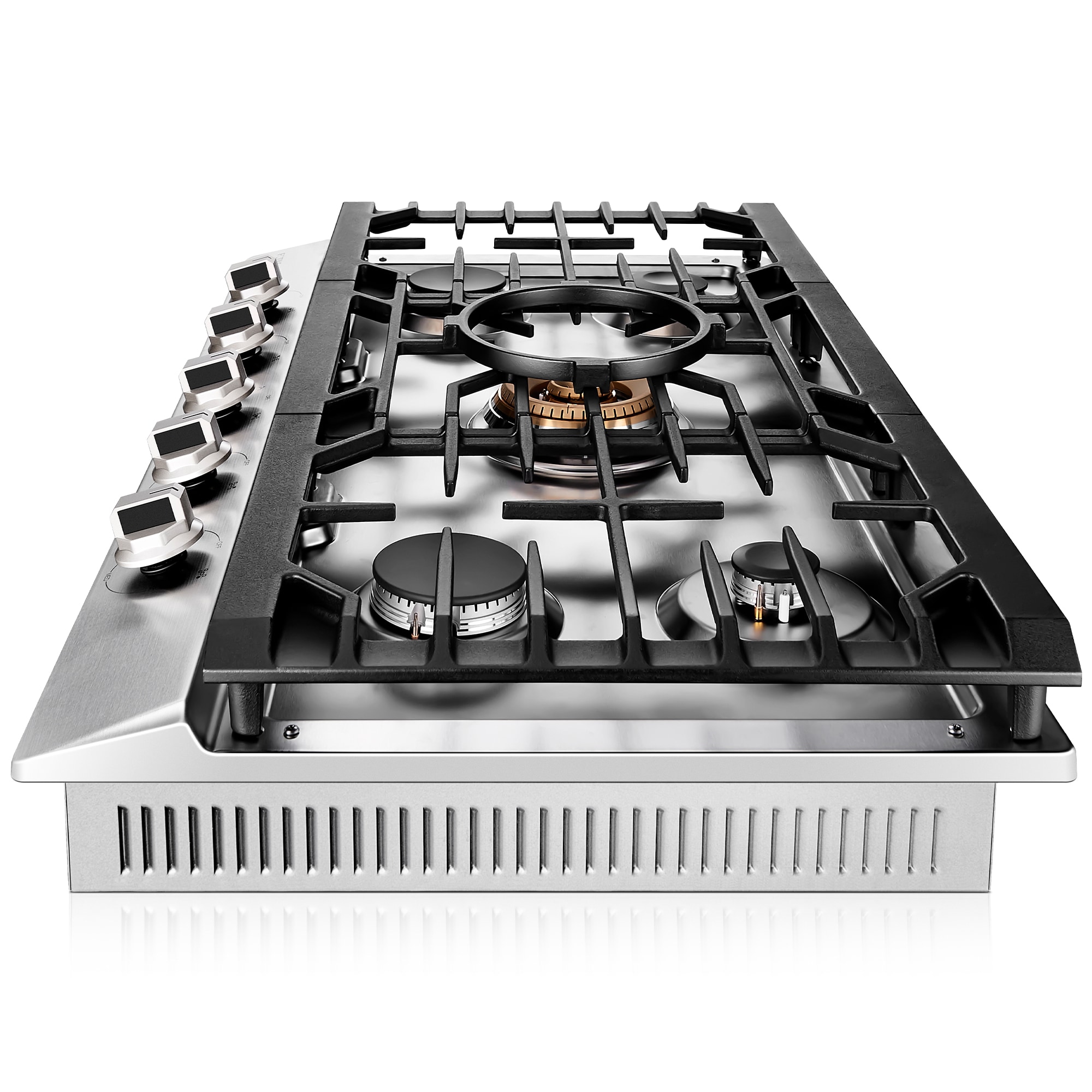 Fotile 36 in. 5-Burner Natural Gas Cooktop with Simmer Burner & Power Burner - Stainless Steel, , hires