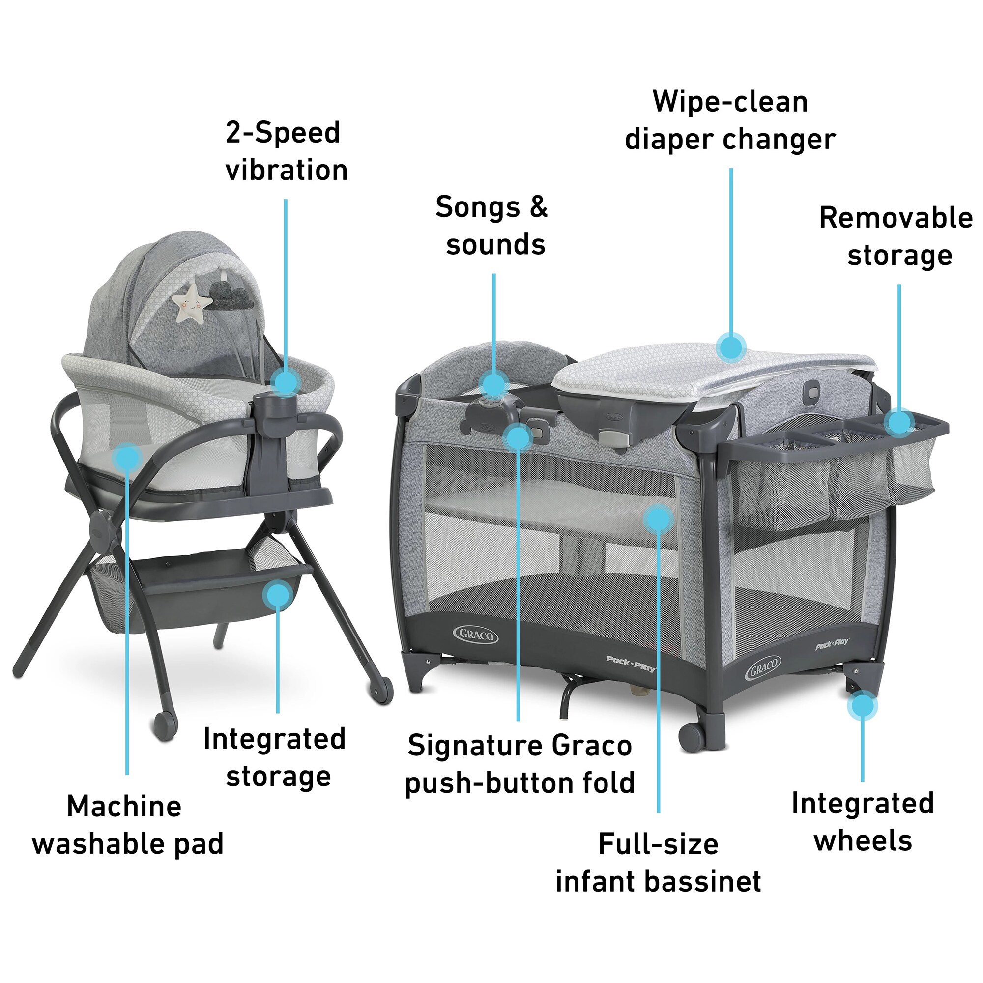 Graco Pack 'n Play Day2Dream Bassinet Deluxe Playard - Beau, , hires