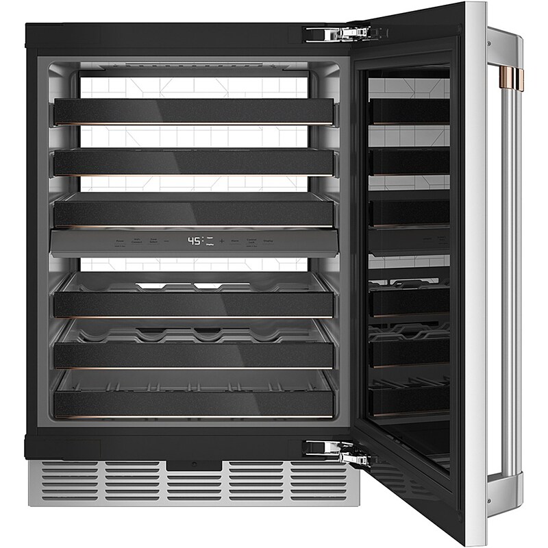 Cafe 24 in. Undercounter Smart Wine Cooler with Metal Racks, Dual Temperature Zones & 46 Bottle Capacity - Stainless Steel, Stainless Steel, hires