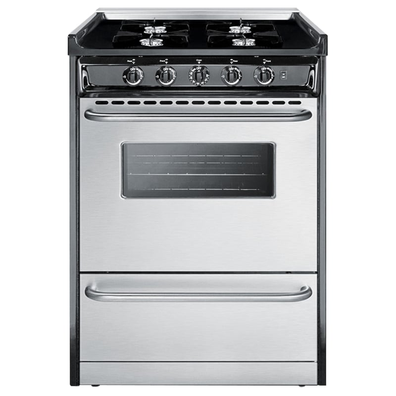 Summit 24 in. 2.9 cu. ft. Oven Slide-In Gas Range with 4 Open Burners - Stainless Steel, , hires