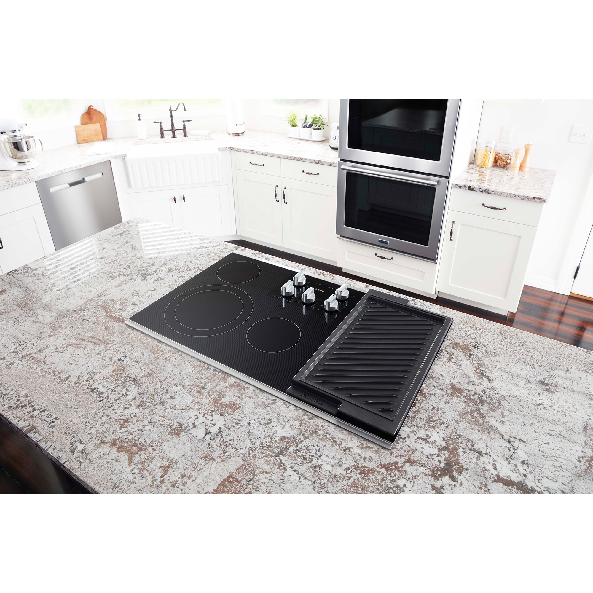 Maytag 36 in. 5-Burner Electric Cooktop with Power Burner, Reversible