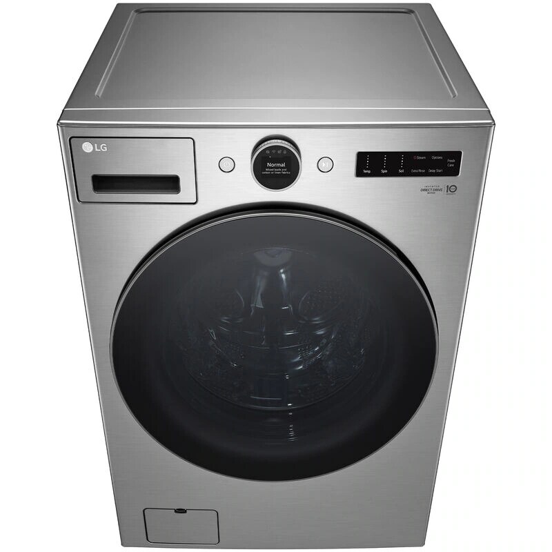 LG 27 in. 4.5 cu. ft. Smart Stackable Front Load Washer with AI DD Built-In Intelligence, TurboWash 360 Technology, Allergiene, Sanitize & Steam Wash Cycle - Graphite Steel, , hires