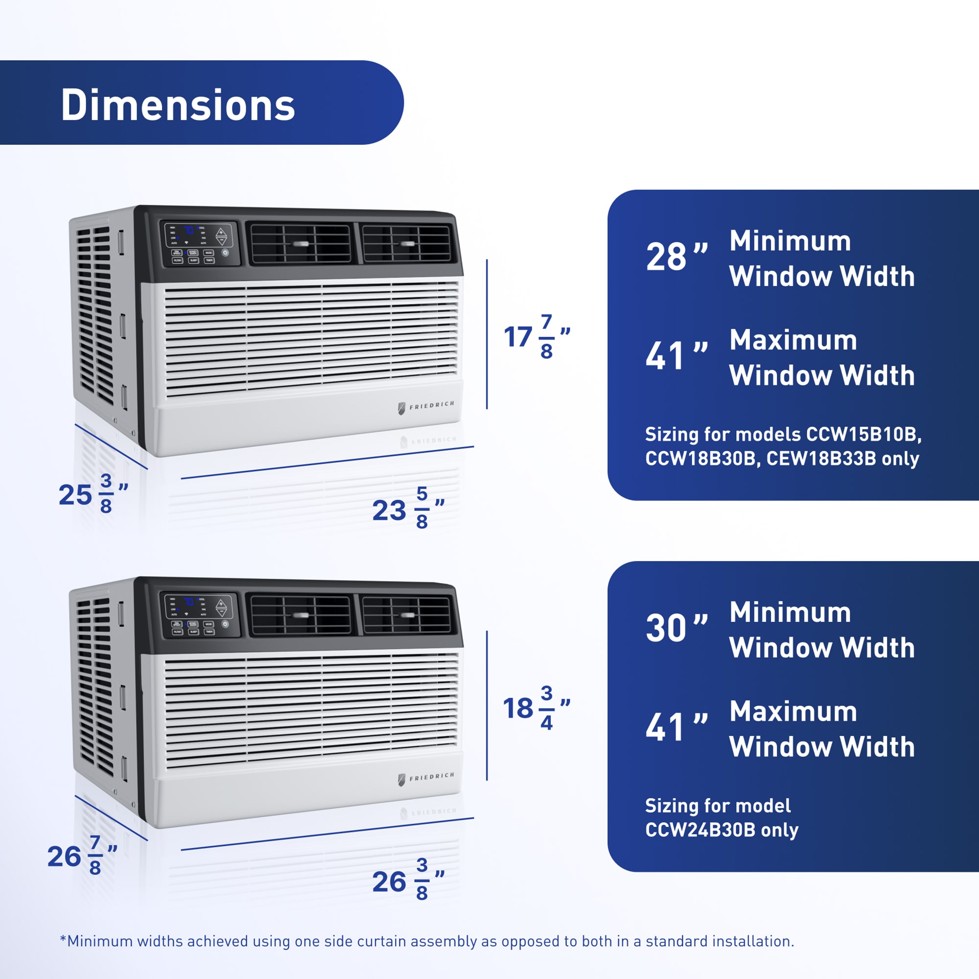Friedrich Chill Premier Series 18,000 BTU 230V Smart Window/Wall Air Conditioner with 3 Fan Speeds, Remote Control - White, , hires