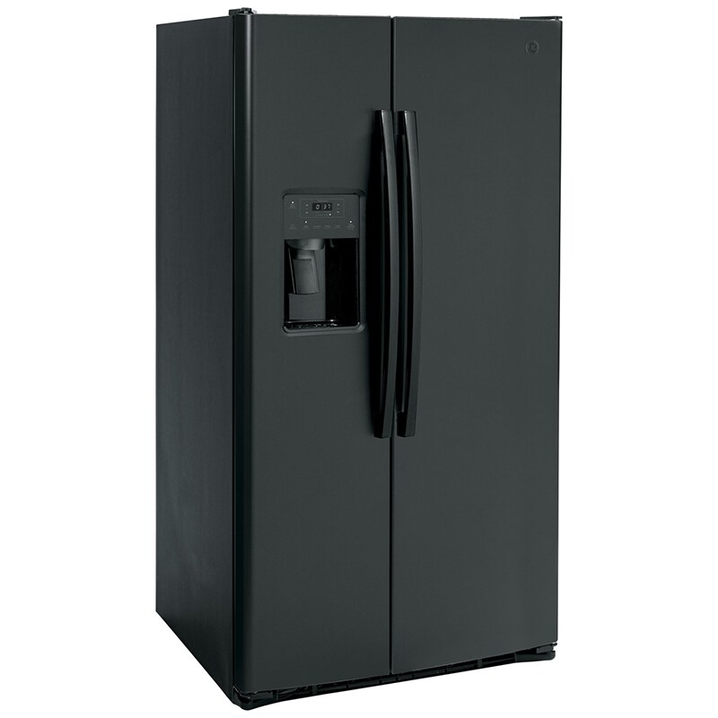 GE 36 in. 25.3 cu. ft. Energy Star Side-by-Side Refrigerator with External Ice & Water Dispenser - Black, Black, hires