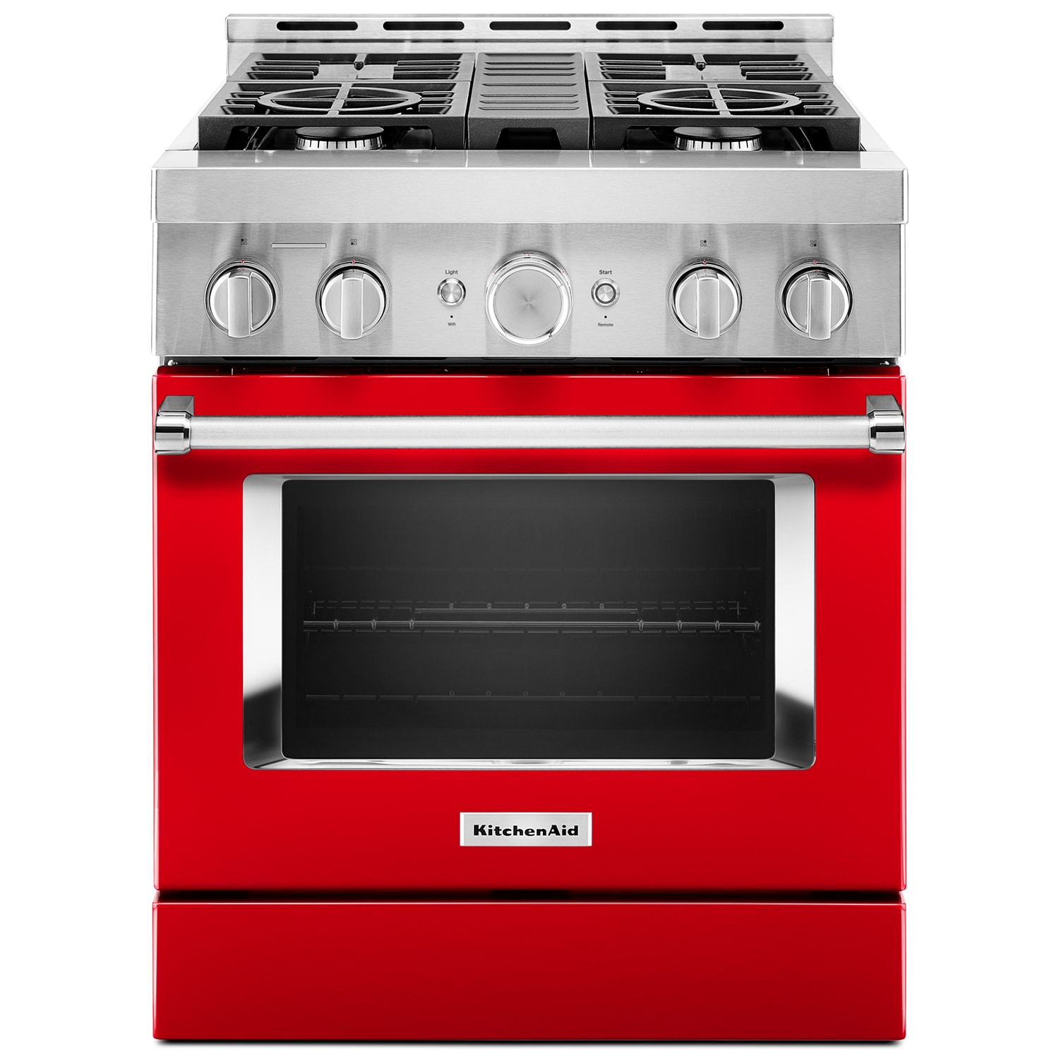 KitchenAid Commercial-Style 30 in. 4.1 cu. ft. Smart True European Convection Gas Range with 4 Sealed Burners - Passion Red, Passion Red, hires