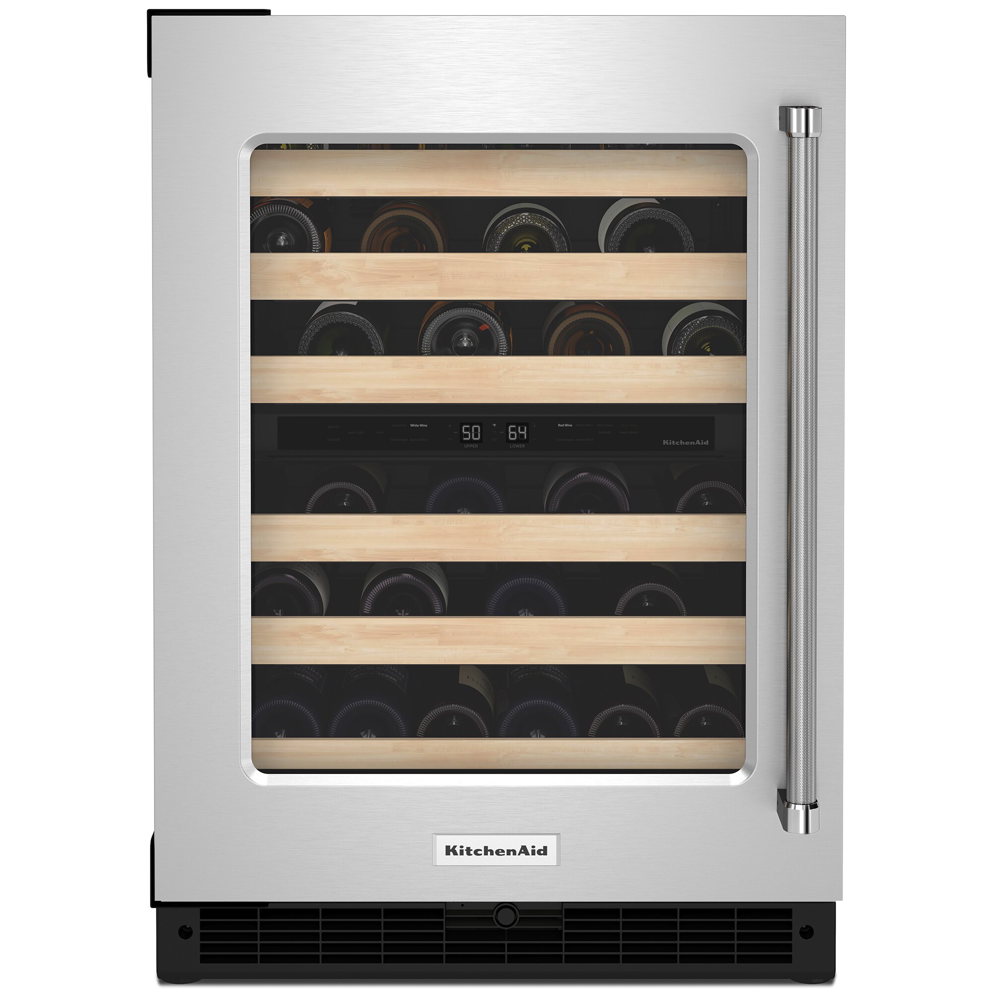 KitchenAid 24 in. Undercounter Wine Cooler with Wood Front Racks, Dual