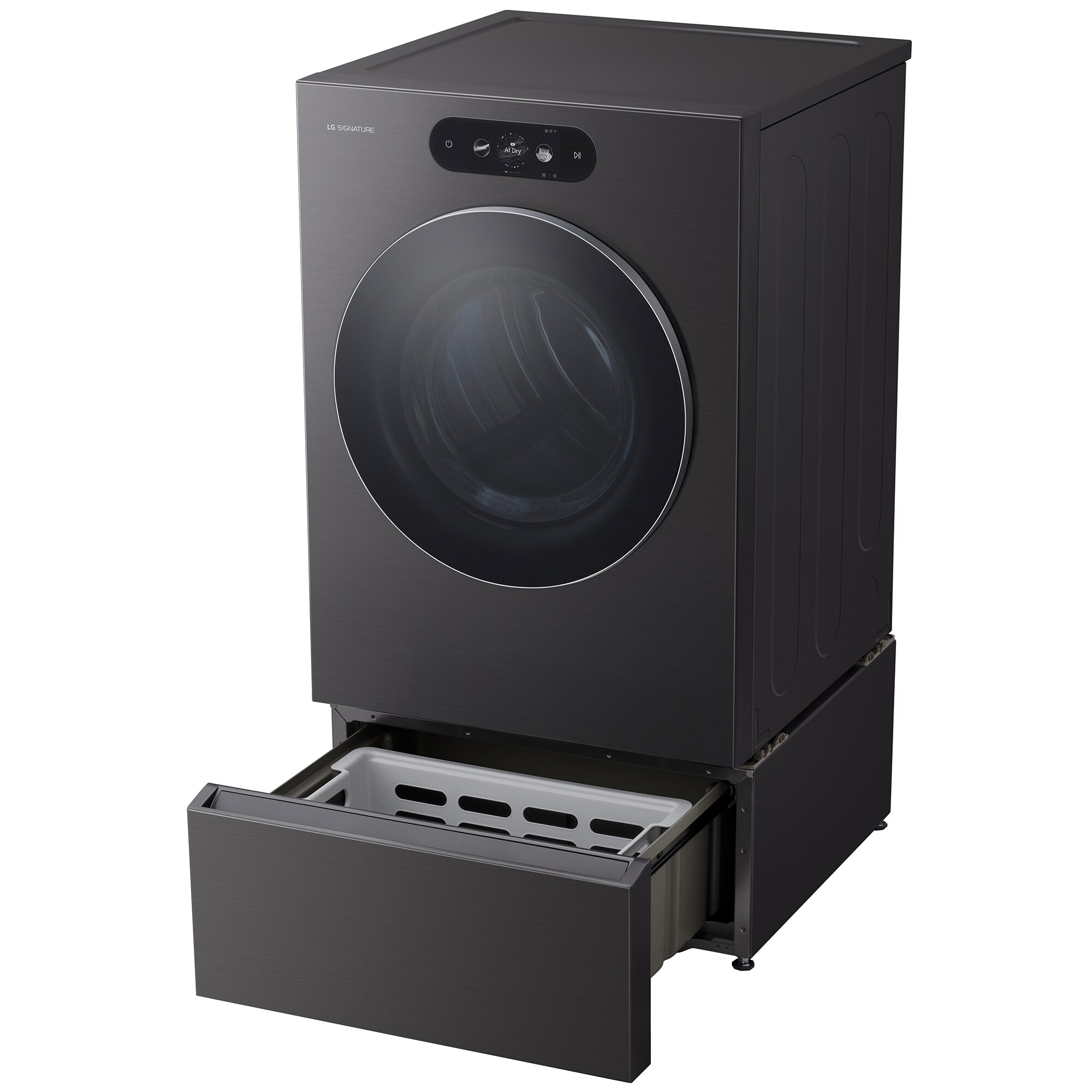 LG Signature 29 in. 9.0 cu. ft. Smart Stackable Electric Dryer with Built-In Intelligence, TurboSteam, AI Sensor Dry & Sanitize Cycle - Brushed Black Steel, , hires