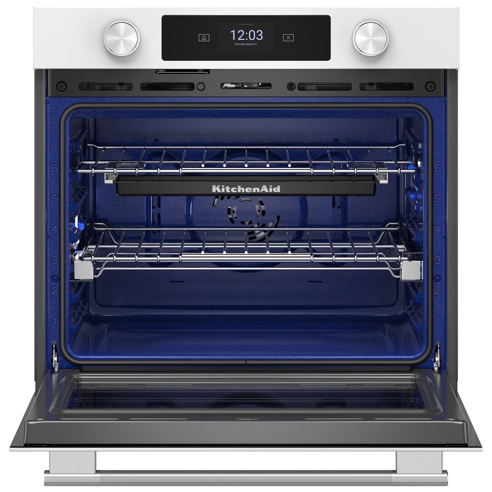 KitchenAid 30 in. 5.0 cu. ft. Smart Steam Electric Single Wall Oven with True European Convection - White, , hires